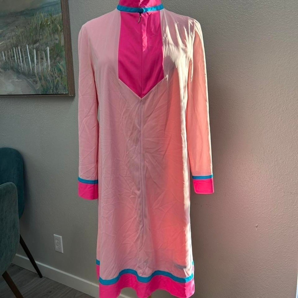 Vintage Gossard Artemis Pink Turquoise Colorblock Mod Loungewear Set Small