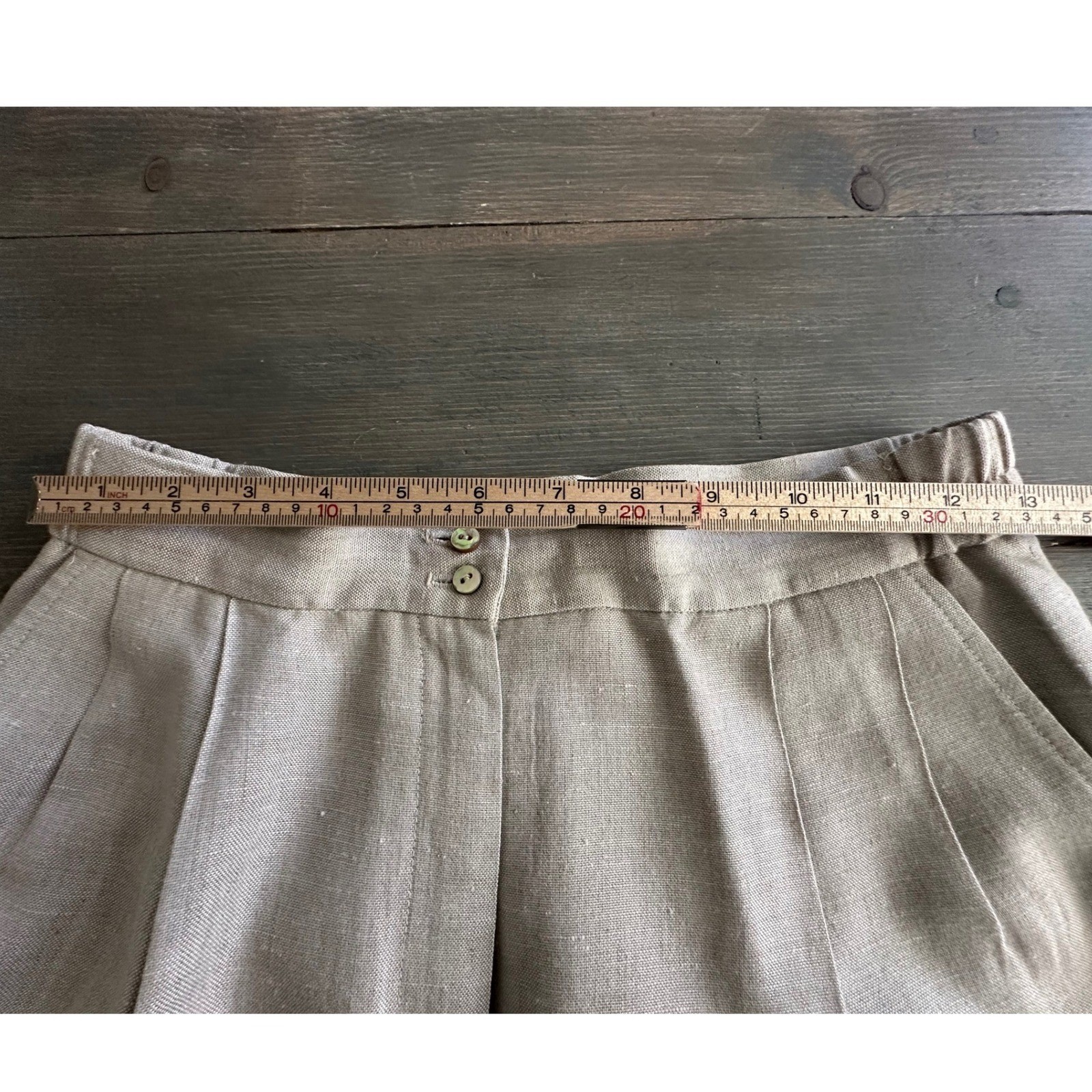 Vintage David Brooks Beige Linen High Waisted Pleated Pants USA Women’s Size 10