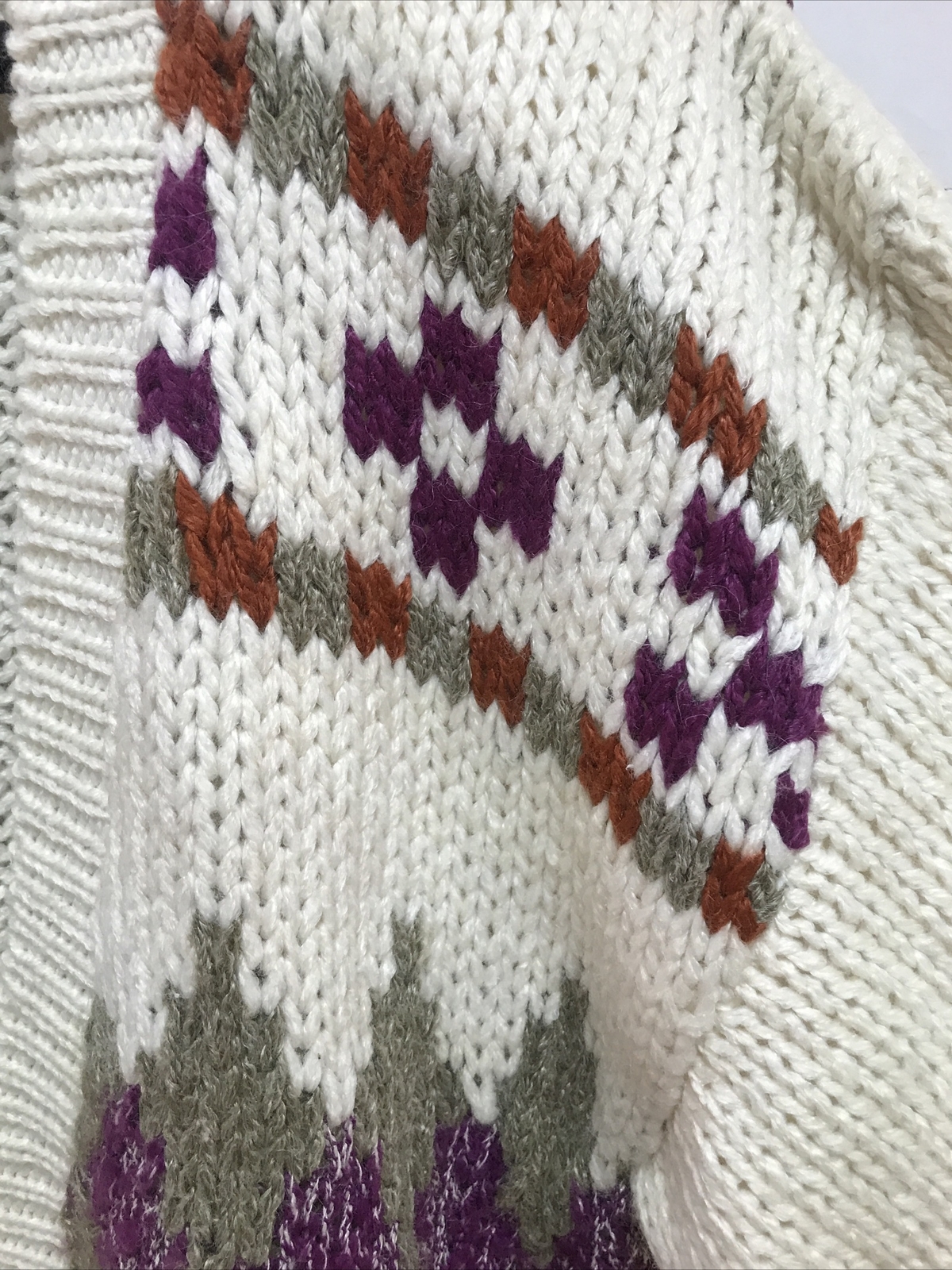 Vintage JJ. Fargo Cardigan Sweater Women’s Size Large Knitted By Hand Argyle