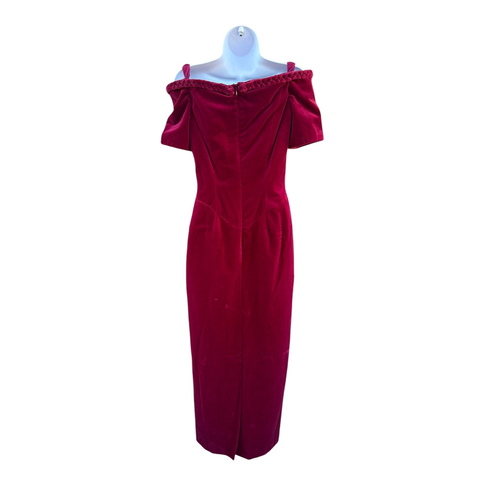 Vintage Old Hollywood Glamour Romantic Gothic Velvet Off Shoulder Formal Dress 4