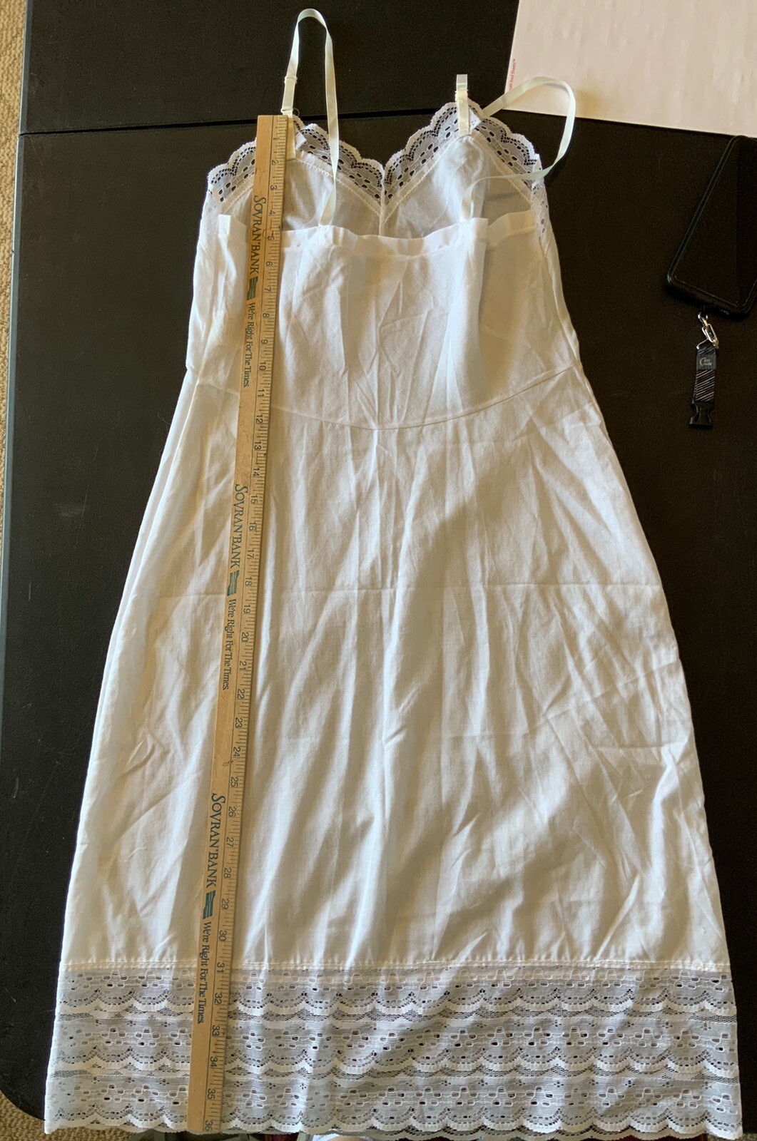 VTG Figurfit by Indera Size 34 White Poly/Cotton W/ Lace Full Slip Babydoll
