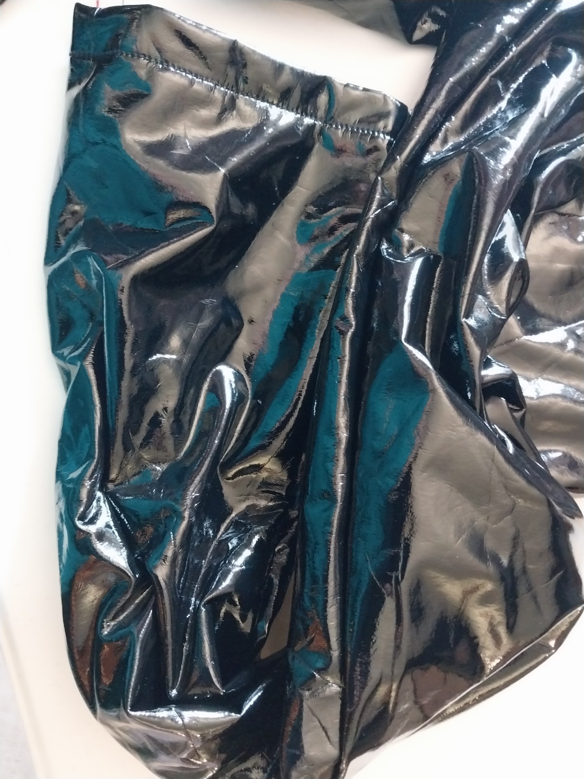 VTG RUBBA STICKY BOMBSHELL SHINY SILKY REFLECTIVE PANTS PVC VINYL GLOSSY 40/42