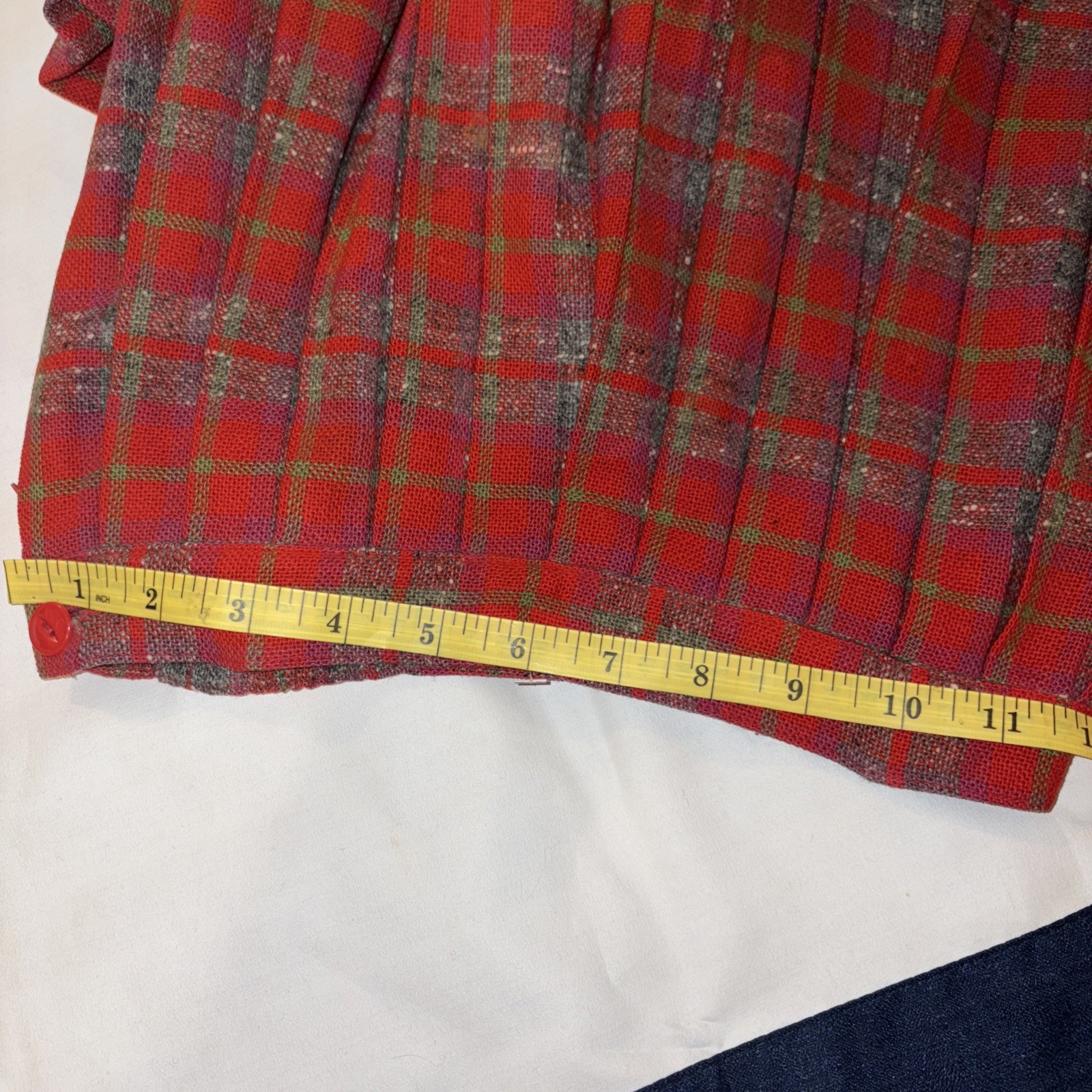 Vtg Minnesota Tailored Skirt Woolen Co. Mills Pleated Red Plaid 40s 50s 60s 70s