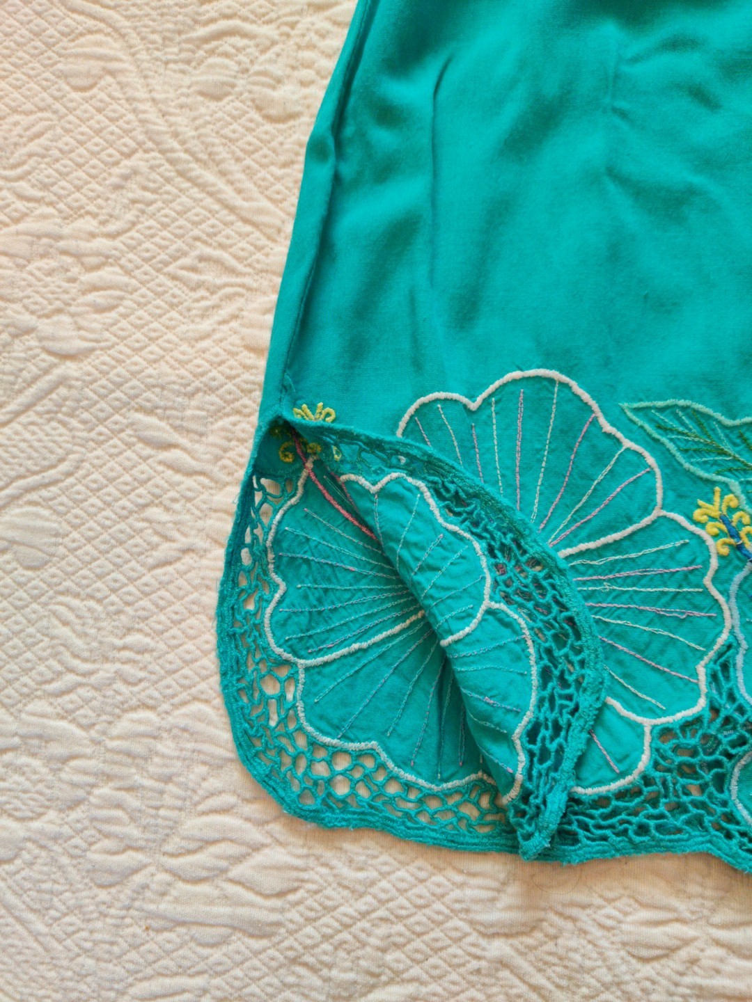 Vintage 90s Floral Cut Lace Top & Skirt Tropical Hawaiian Beach Set