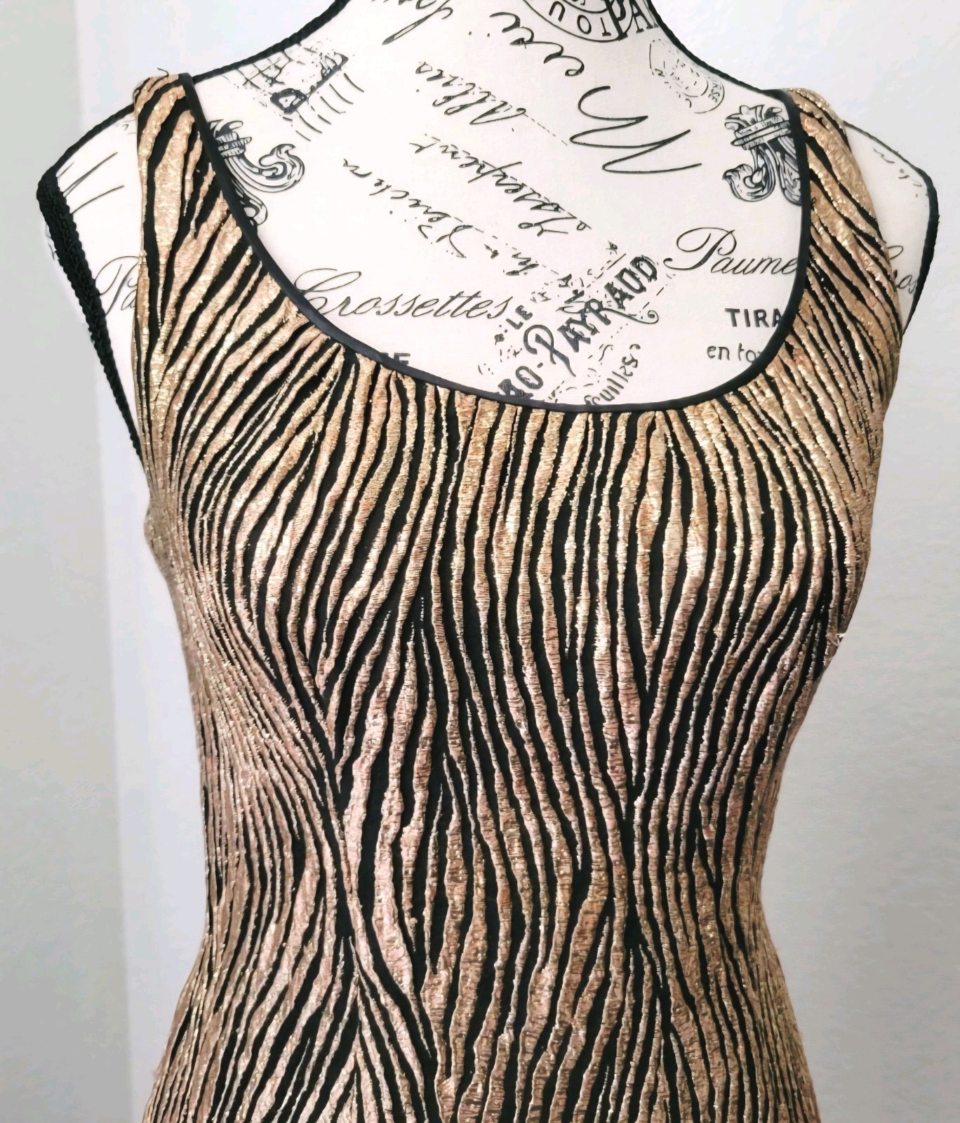 Vintage 60s 70s Cocktail Mini Dress Mod MCM Gold Lurex Animal Print Small Berlin