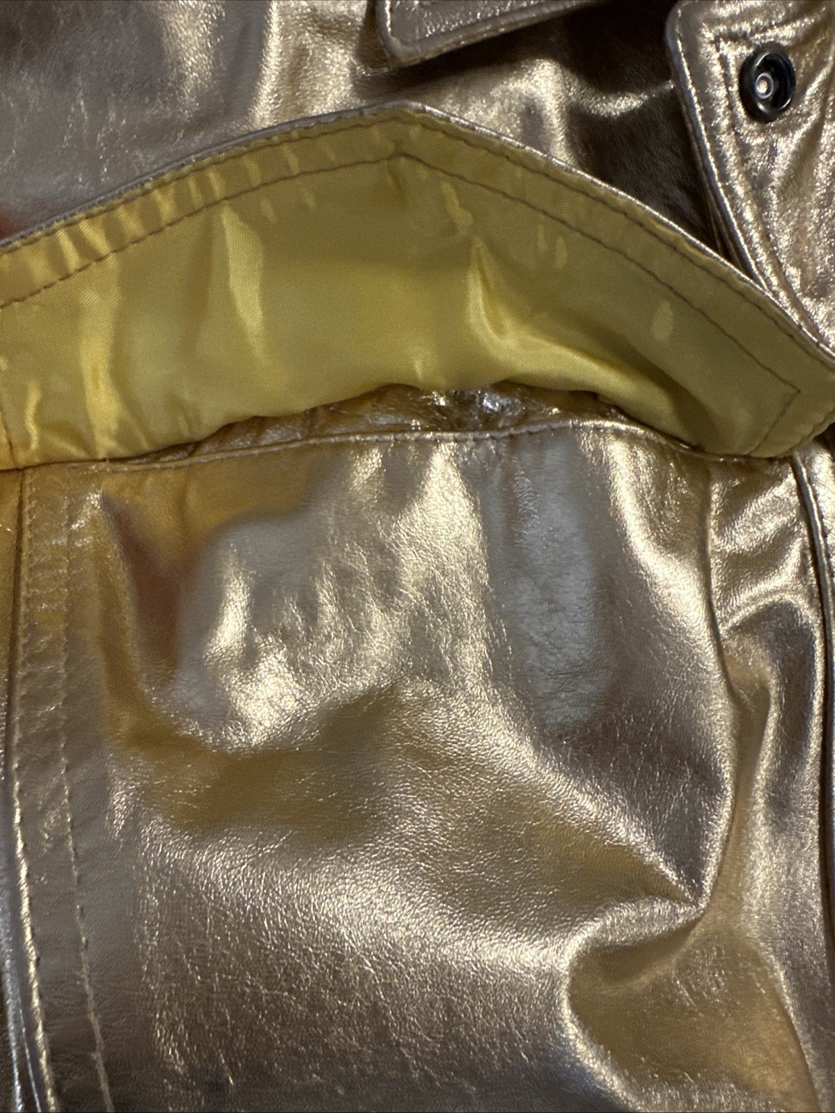 Vintage 80s VAKKO Neiman Marcus Gold Metallic Leather Jacket Bomber Medium USA