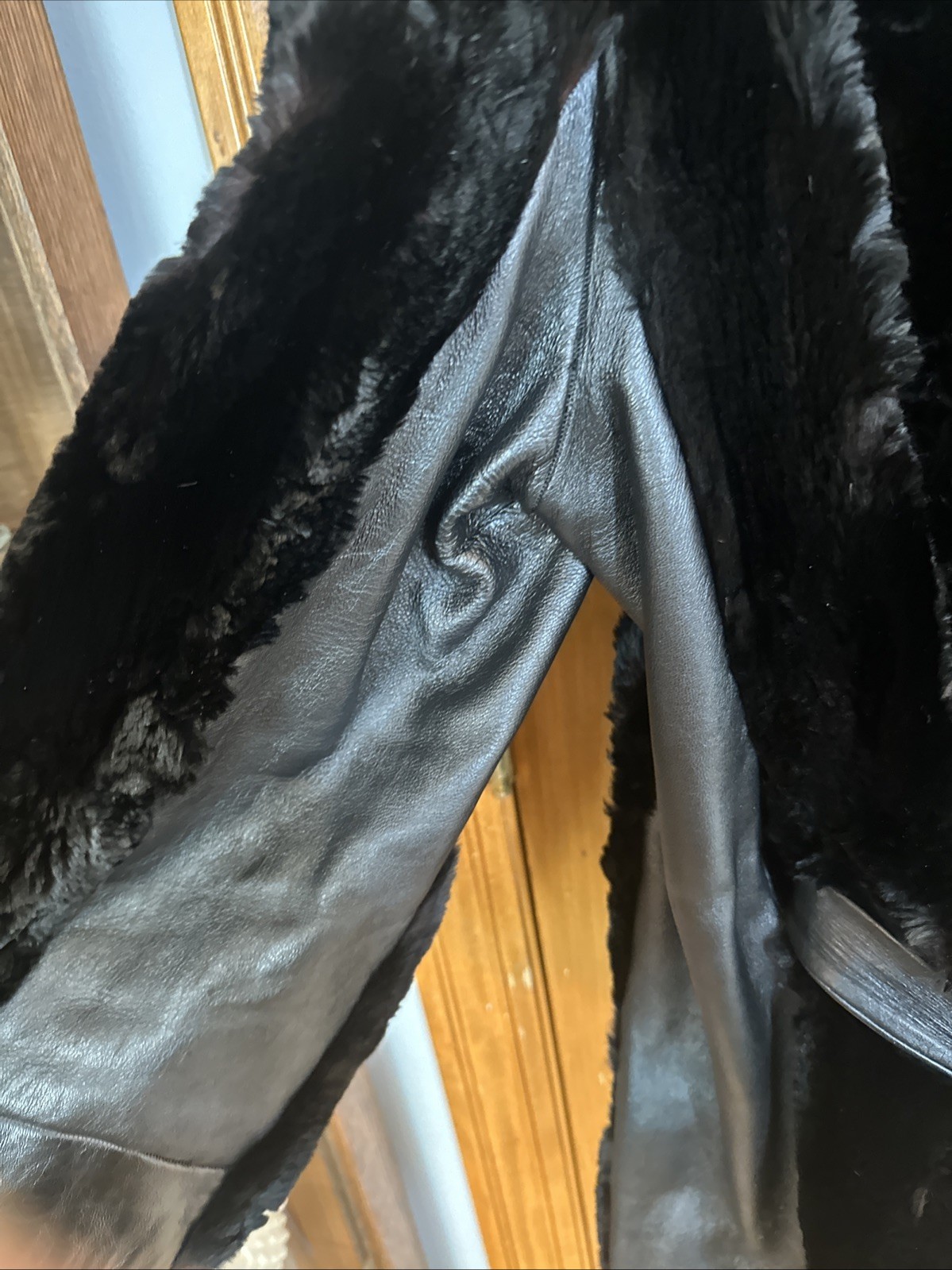 Vintage Sheared Black Mink And Leather Coat