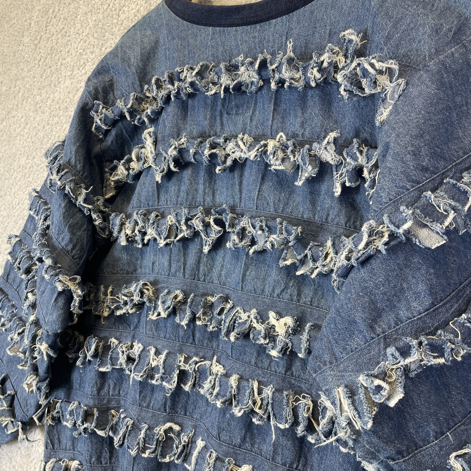 Paula Sweet Muslin Mink Denim Pullover Boho Art Size Small 80’s Fringe