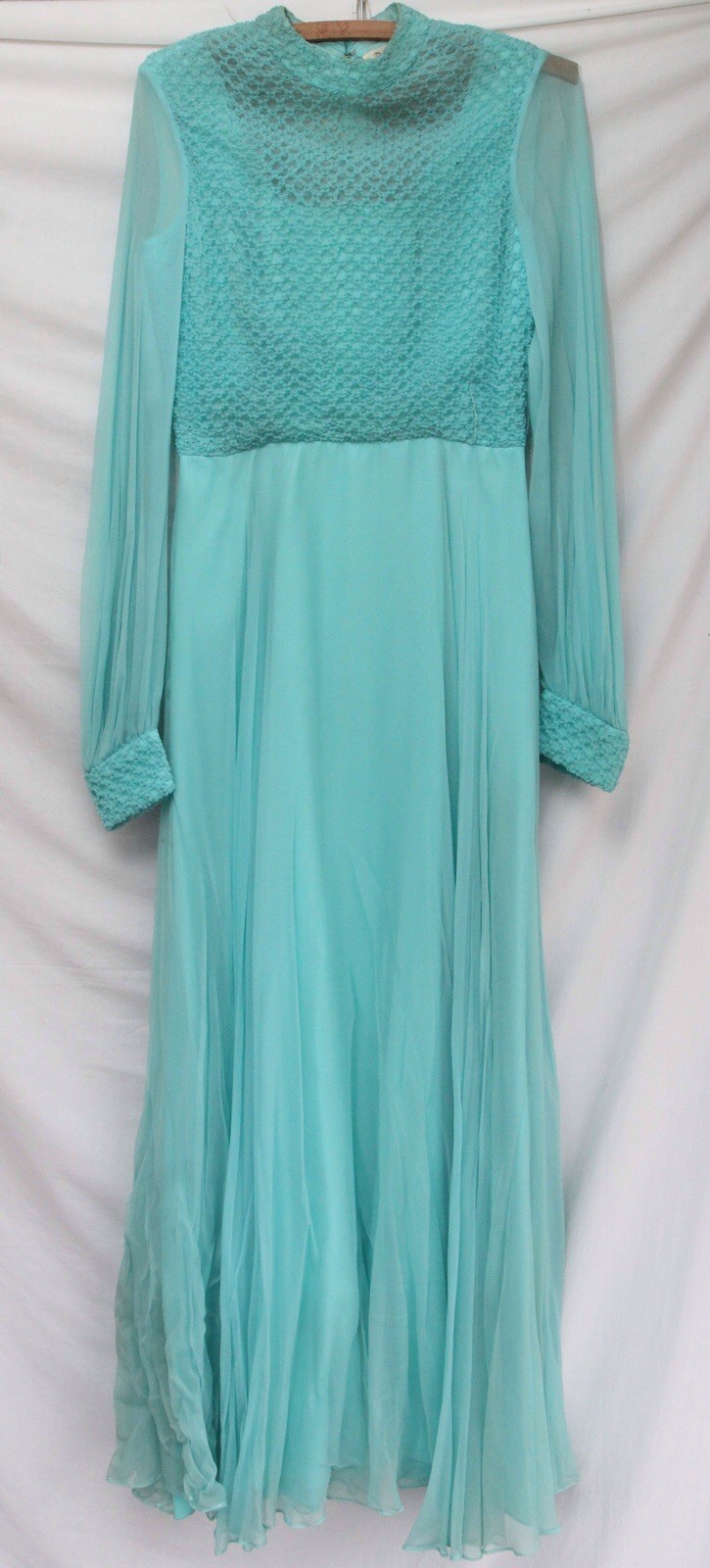 Vintage 1960’s Blue Mod Maxi-dress B. Altman & Co. Made In USA Long Sleeves