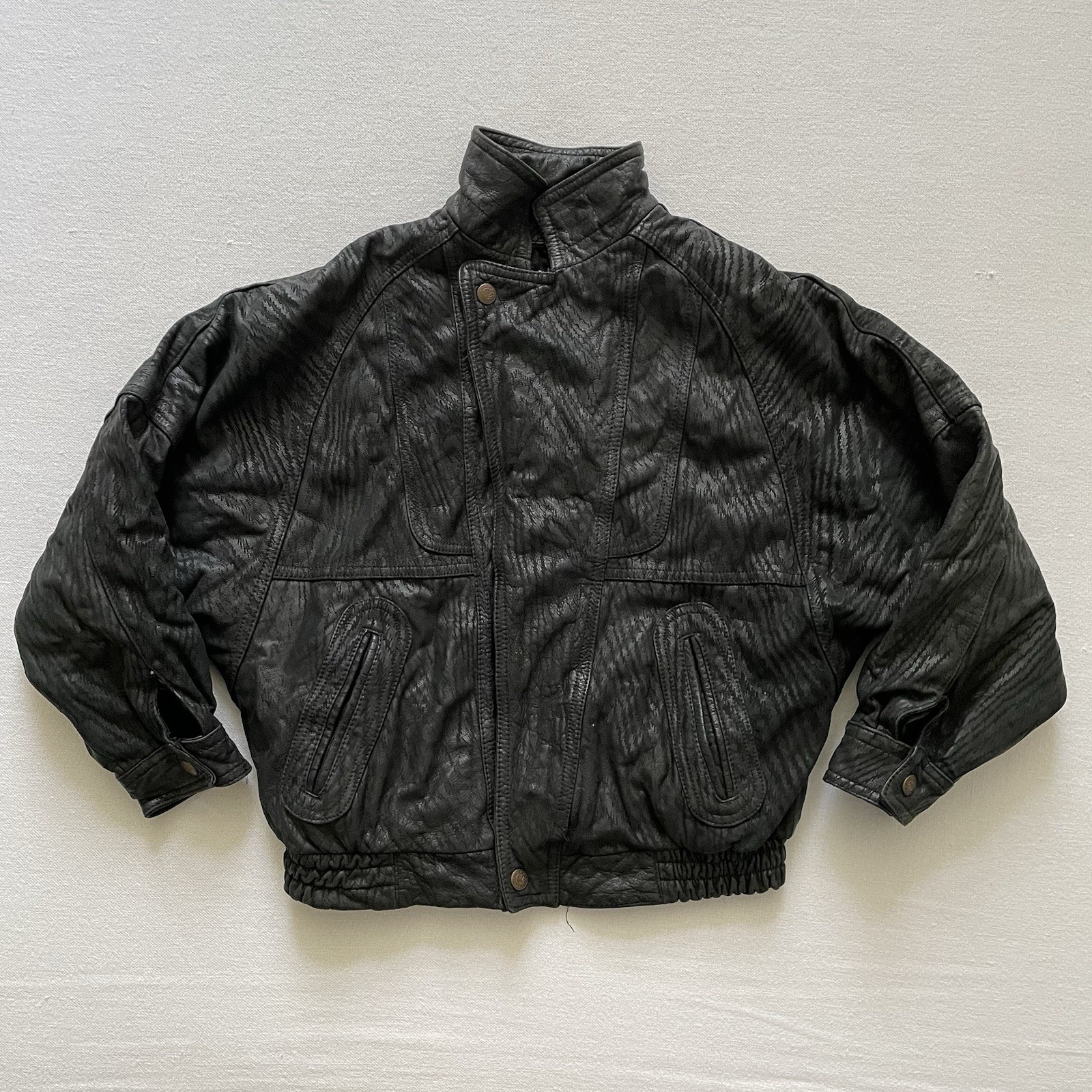 Vintage Oakland Raiders Leather Jacket Womens Medium Black Crop Biker Punk 80s