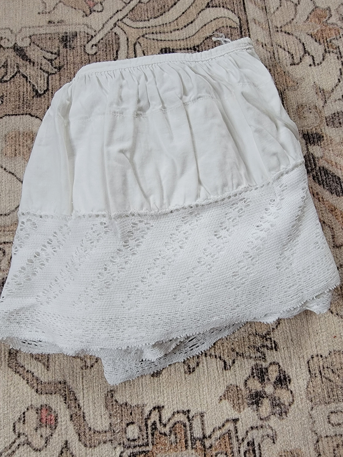 Antique Vtg Petticoat Slip Attachment Lace Trim Edge 8×72 cotton white 2 yards