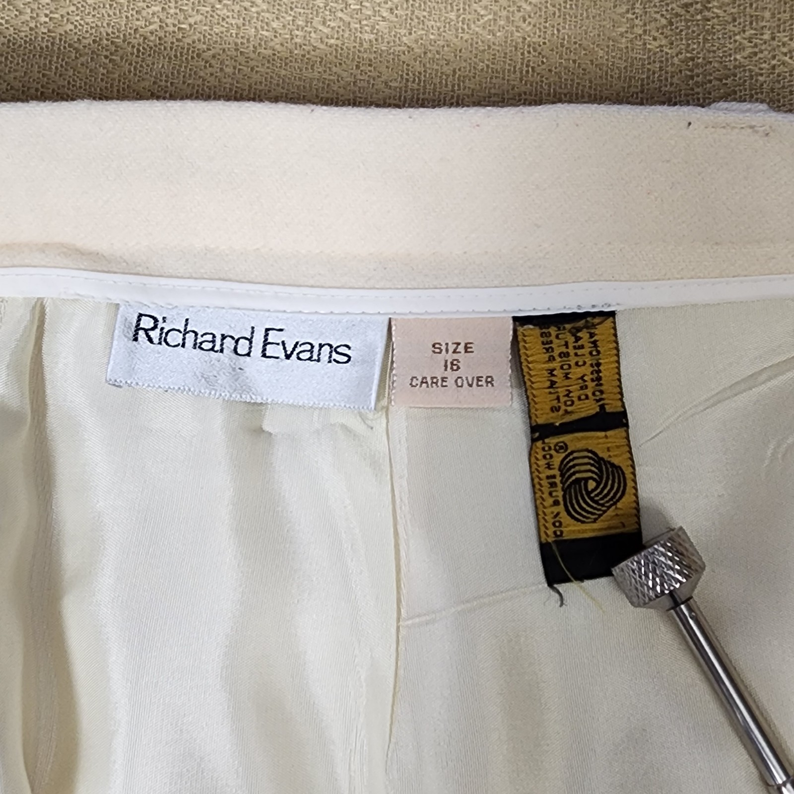 Classic Preppy Richard Evans 100% Pure Wool White Pleated Pants 16 Coastal Vtg