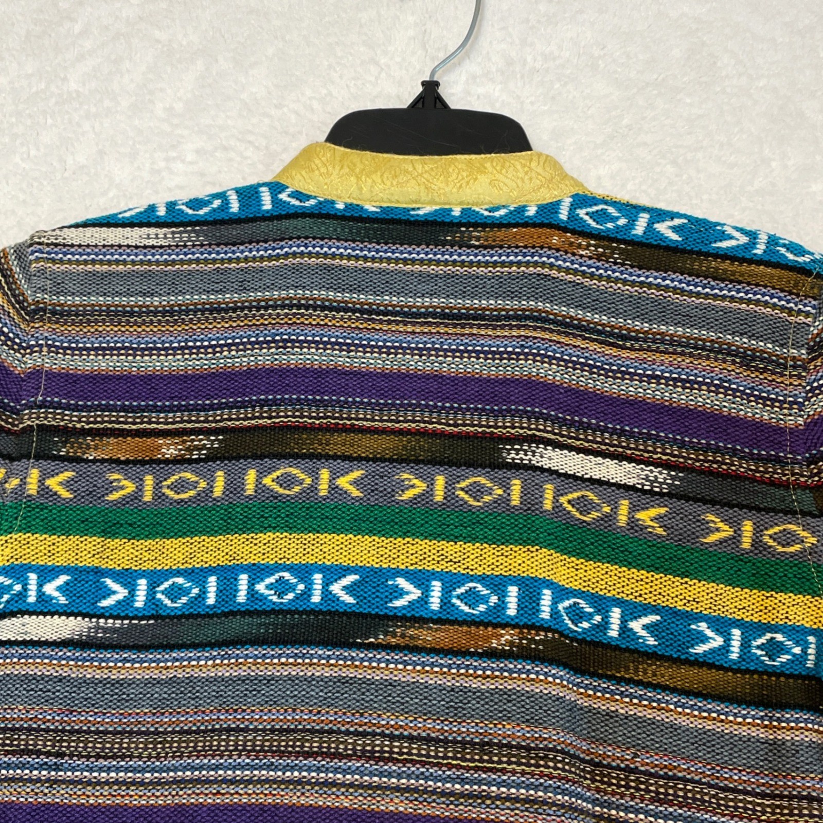 Flashback Cotton Southwestern Striped Jacket Multi-Color Boho Button Up Small