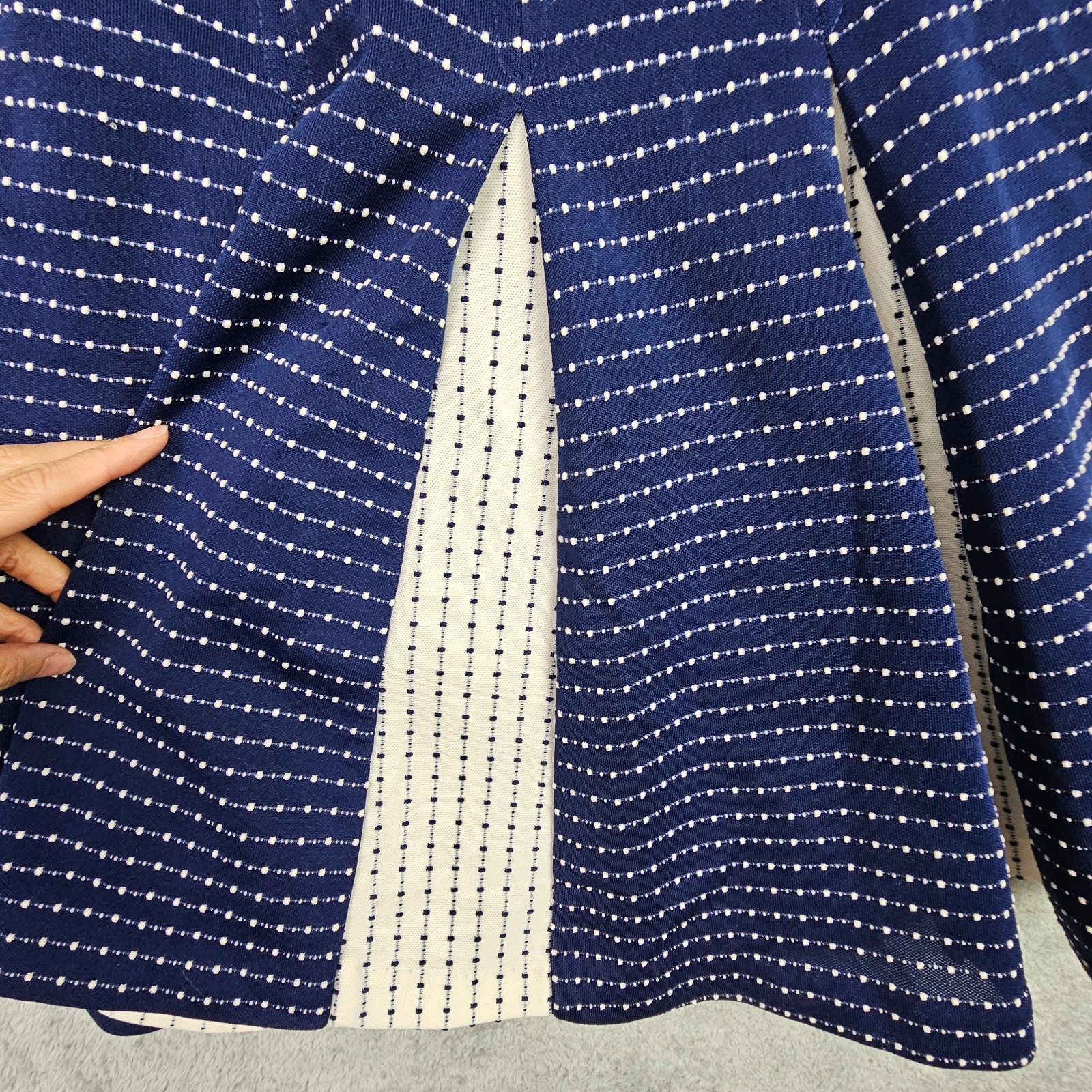 VTG 70s Womens Swing Dress S Blue Collared Zip Up Short Sleeve Inverted Pleats