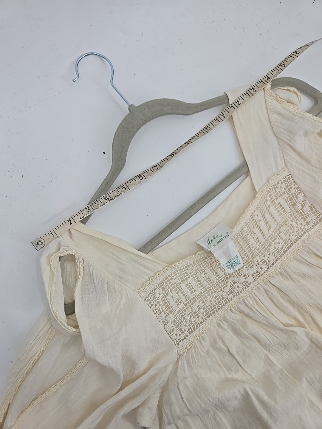 VTG Cotton Night Gown French Bonne Nuit Goodnight Crochet Juli Of Slumbertogs SM