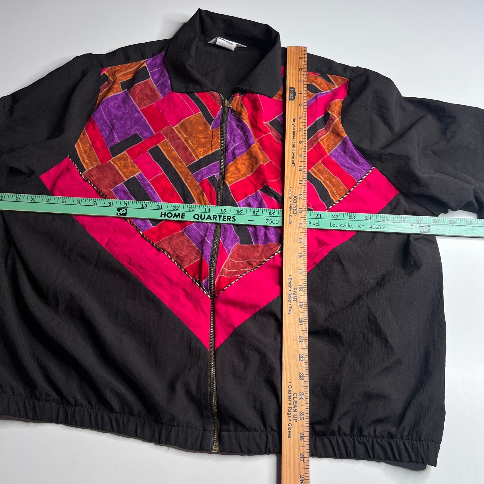 Vintage Blair Boutique Black Pink Geometric Windbreaker Jacket Made in USA 2XL
