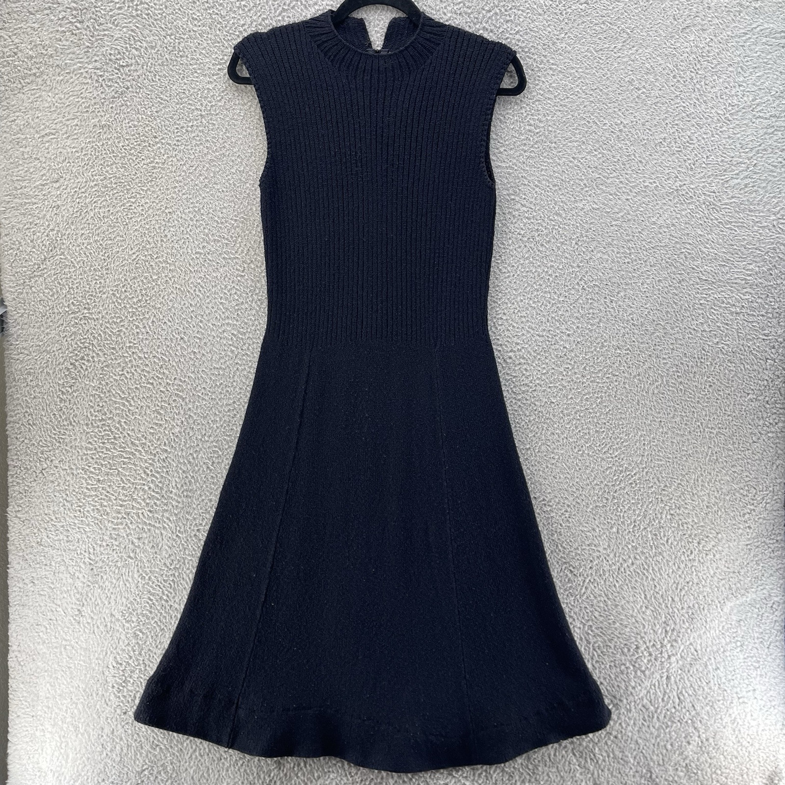 Vintage St John Knits Santana Dress Women Small Navy Midi 70s Preppy Academia