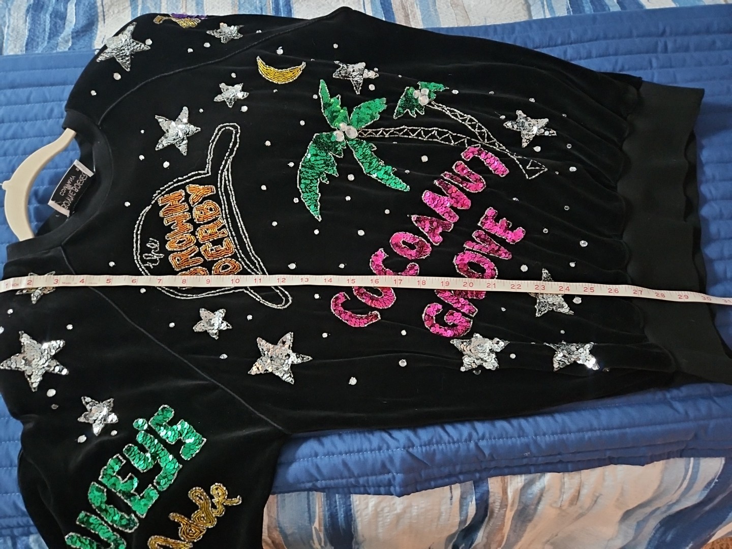 Vintage 80s Bonnie Boerer & Co Velvet Sequin Hollywood Nightclub Sweatshirt L