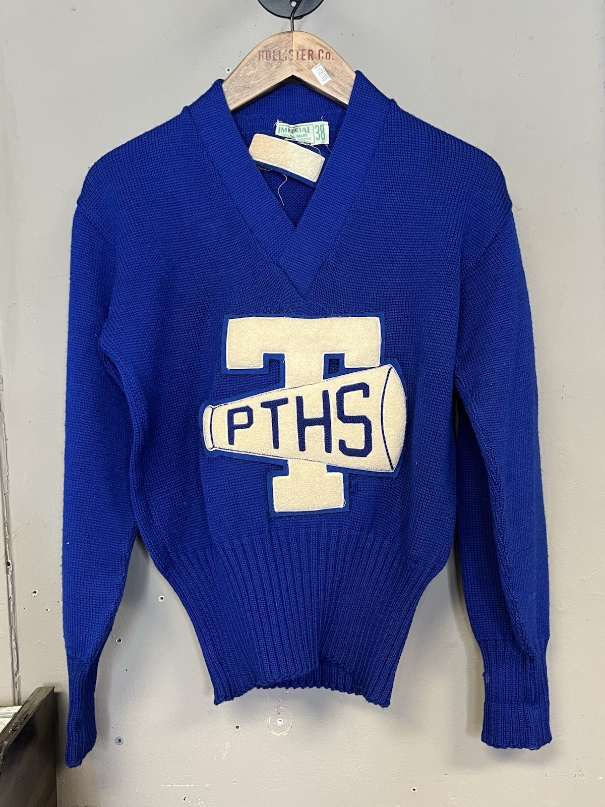 True Vintage 1950s Imperial knitted Letterman Sweater USA 100% Wool