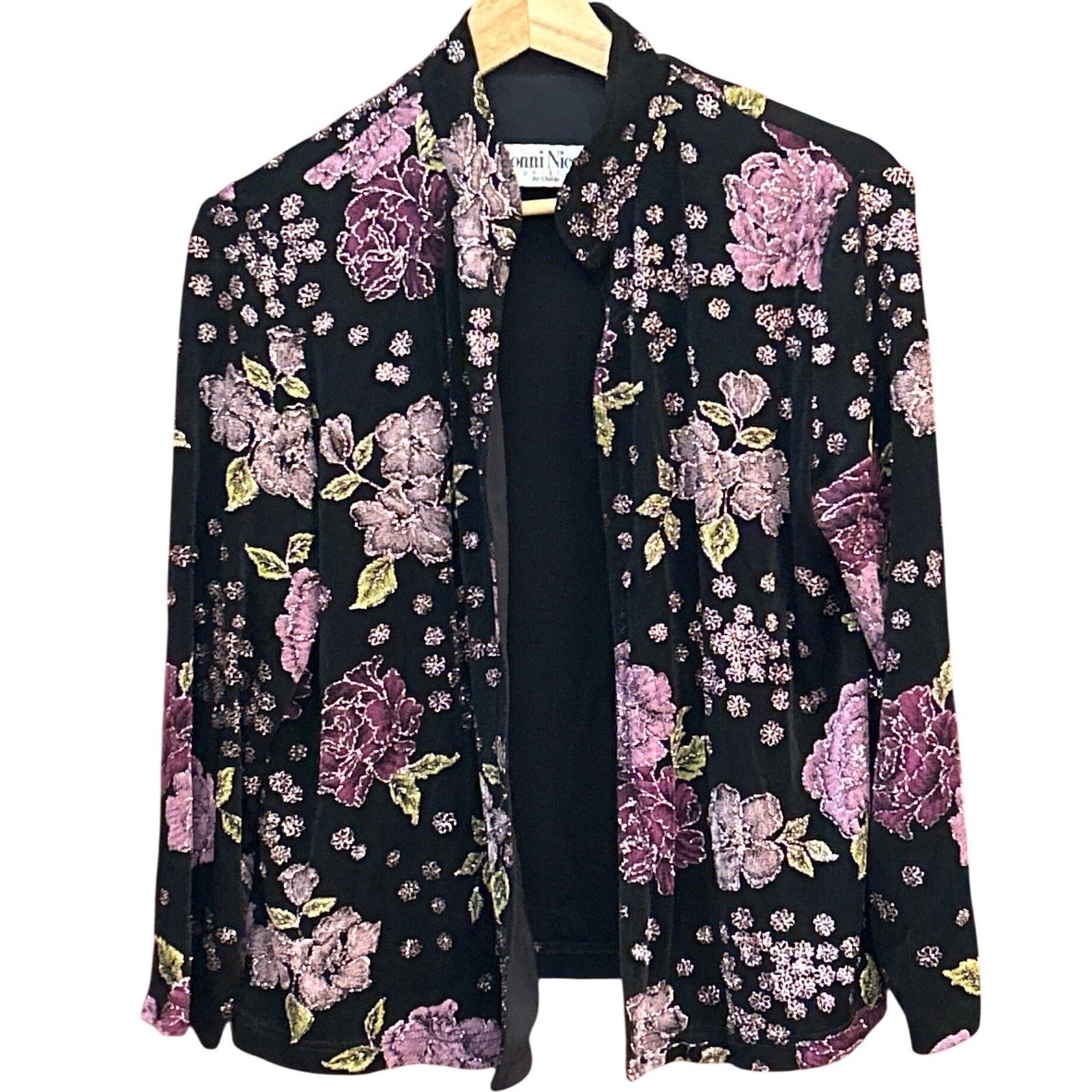 90s Ronni Nicole Petite Floral Metallic Evening Jacket Whimsigoth Regencycore