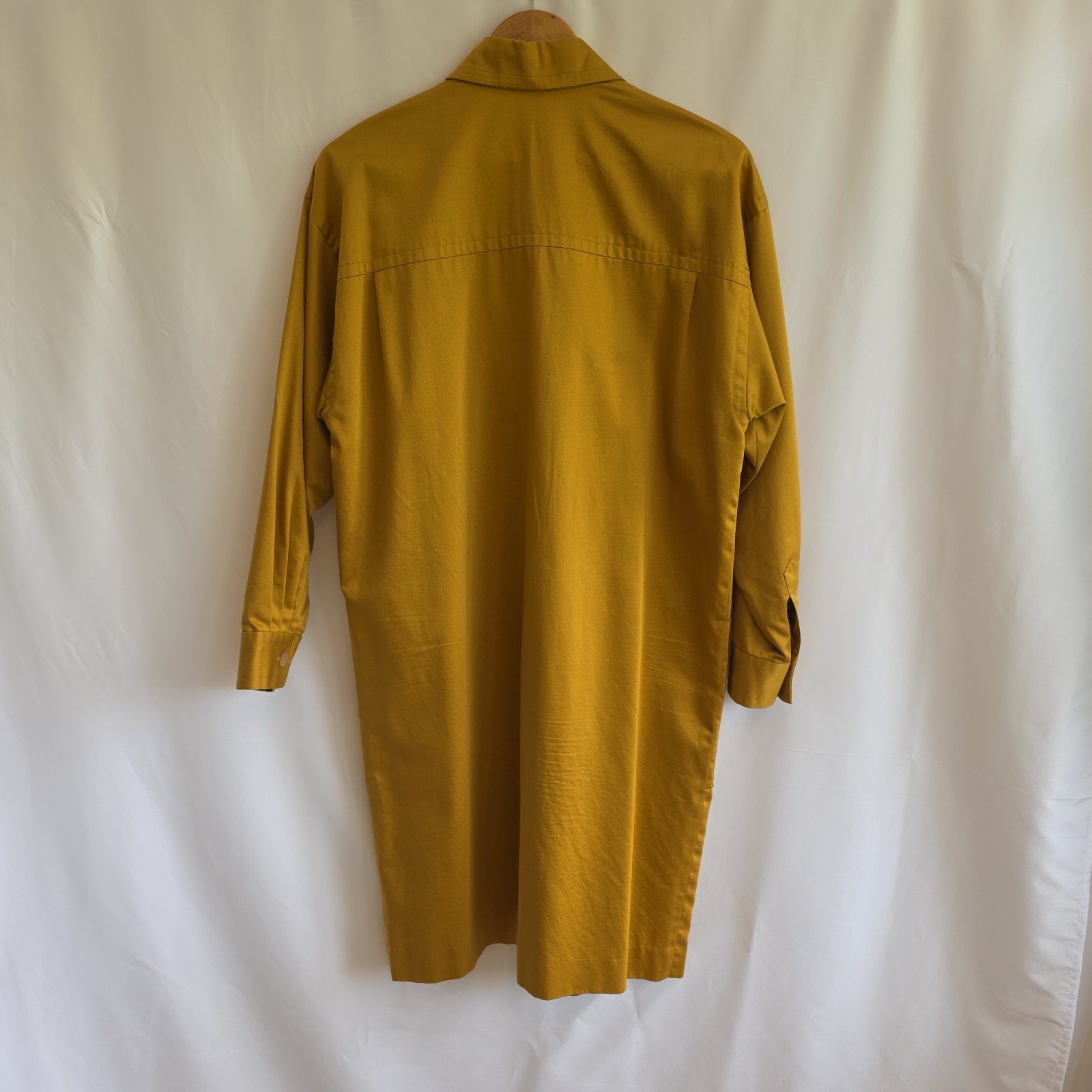 Vintage Bill Blass Mustard Yellow Popover Shirt Dress Oversized Utility Lined 10