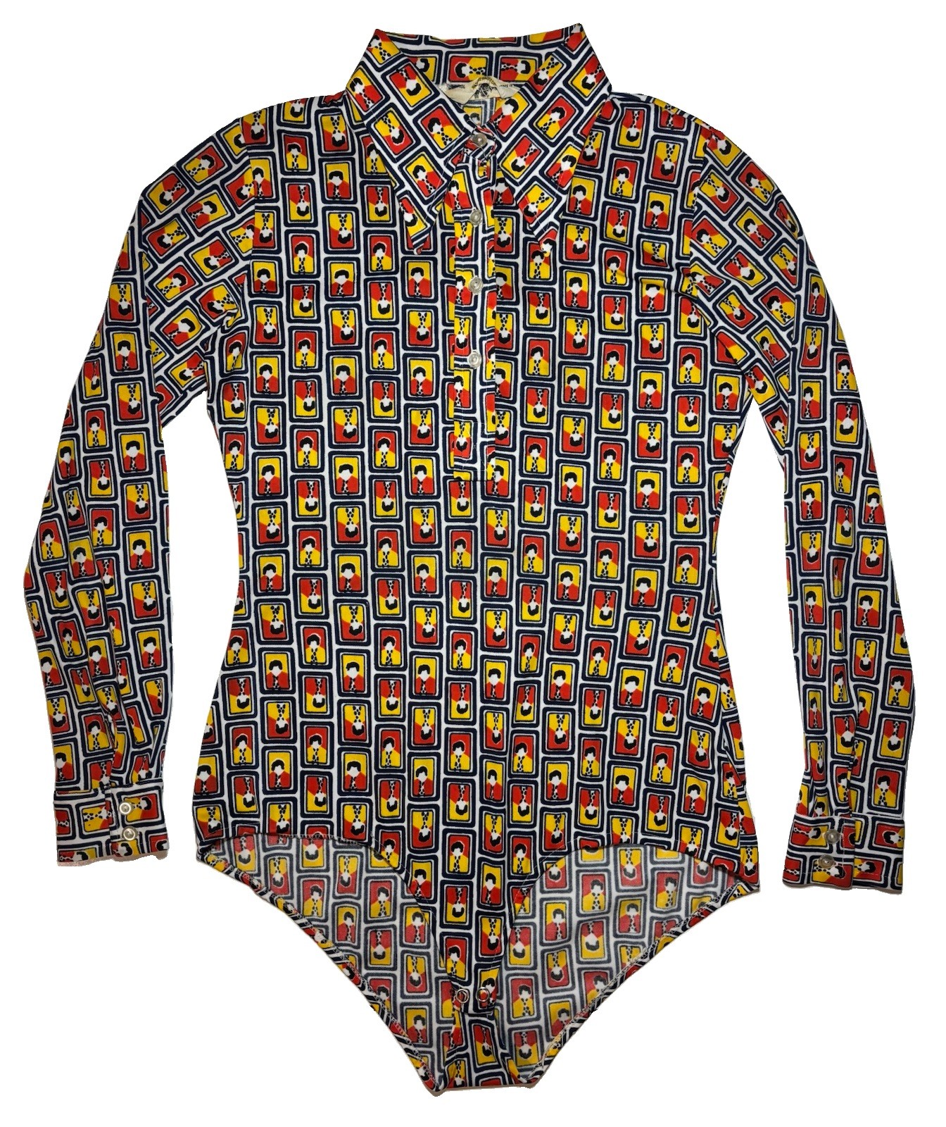 True Vintage 60s 70s Womens S* Bodysuit Warhol Style Snap Crotch Dagger Disco
