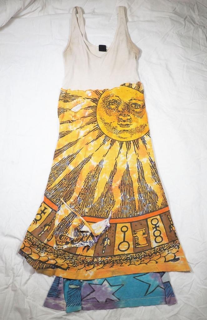 Liquid Blue Tie Dye Hand Made Hippie Dress Distressed Size XS 1990’s