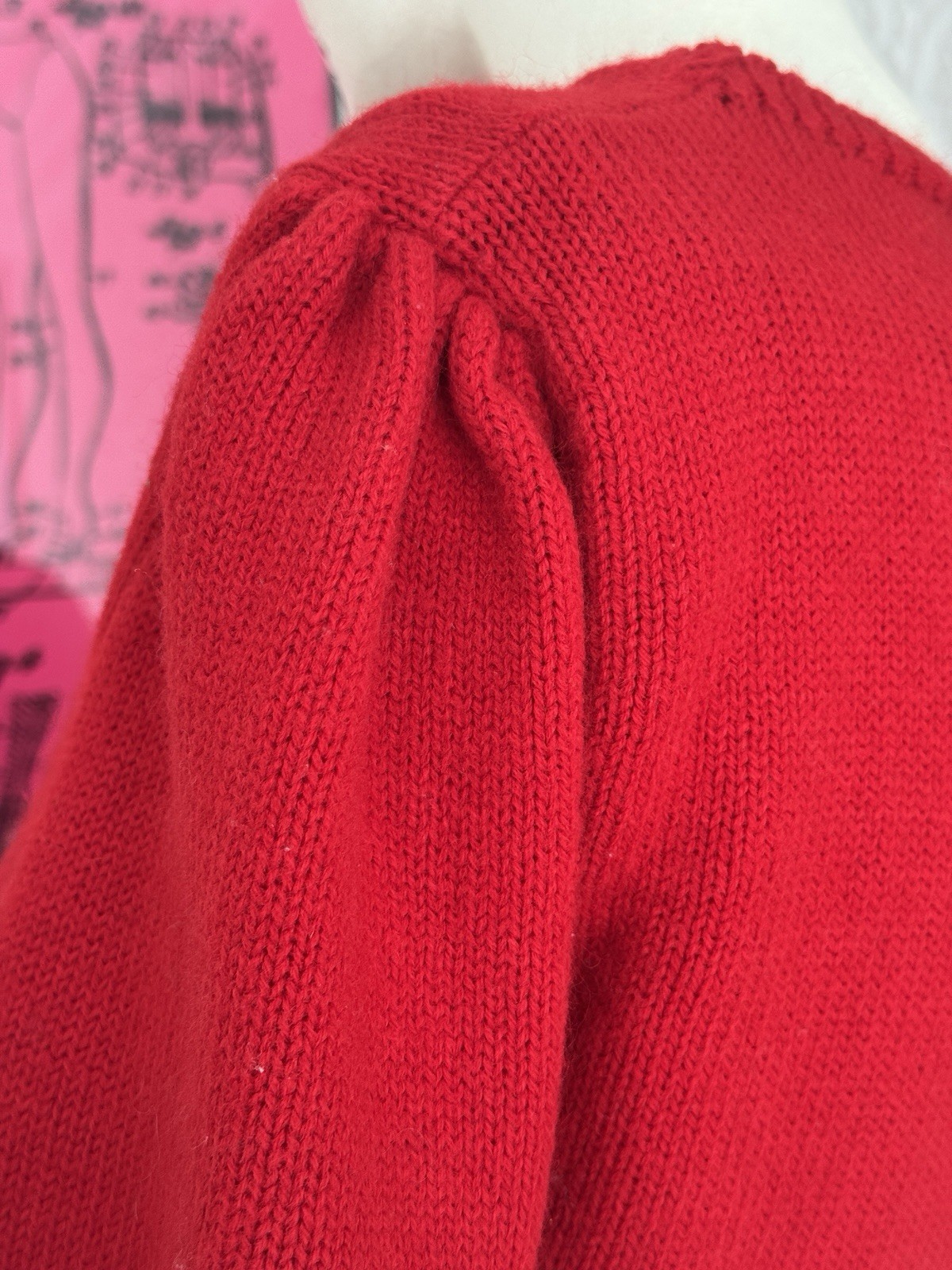 Vintage Cheerleading Sweater-1980s-Varsity-Red-Cheer-Team-coquette-Small/Medium