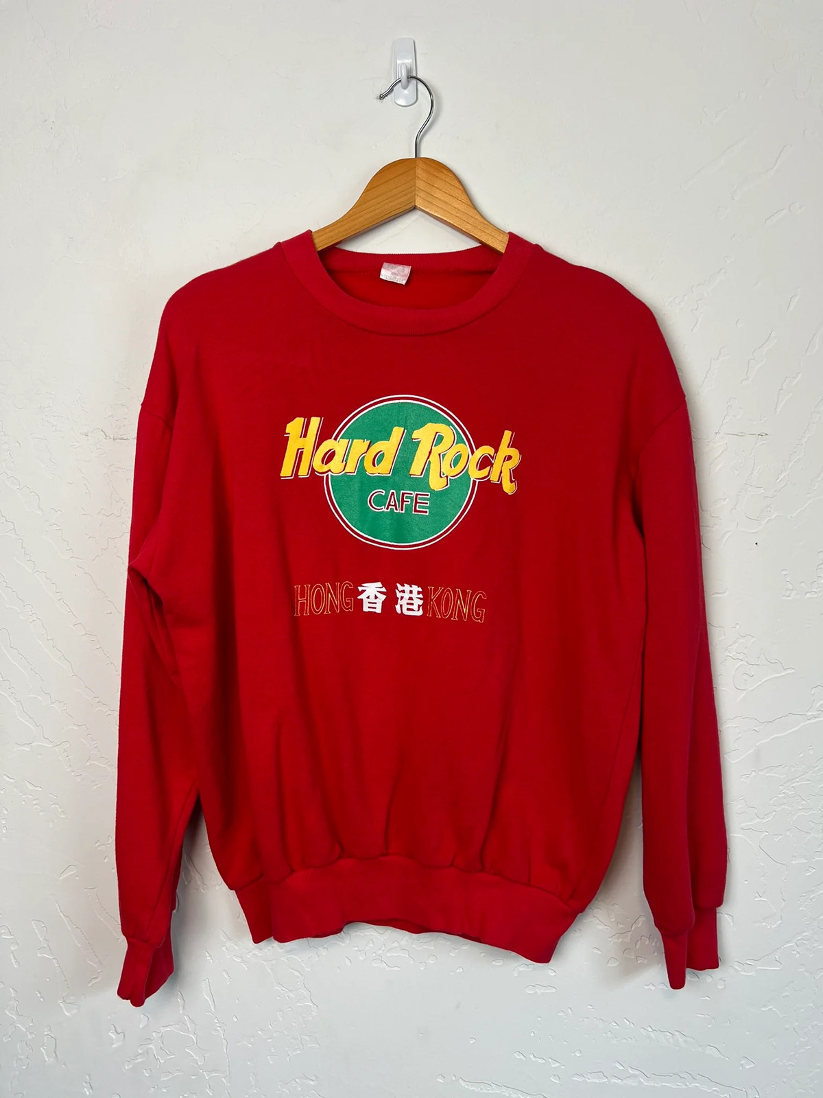 Vtg 80s Hard Rock Cafe Hong Kong Crewneck 100% Cotton XL