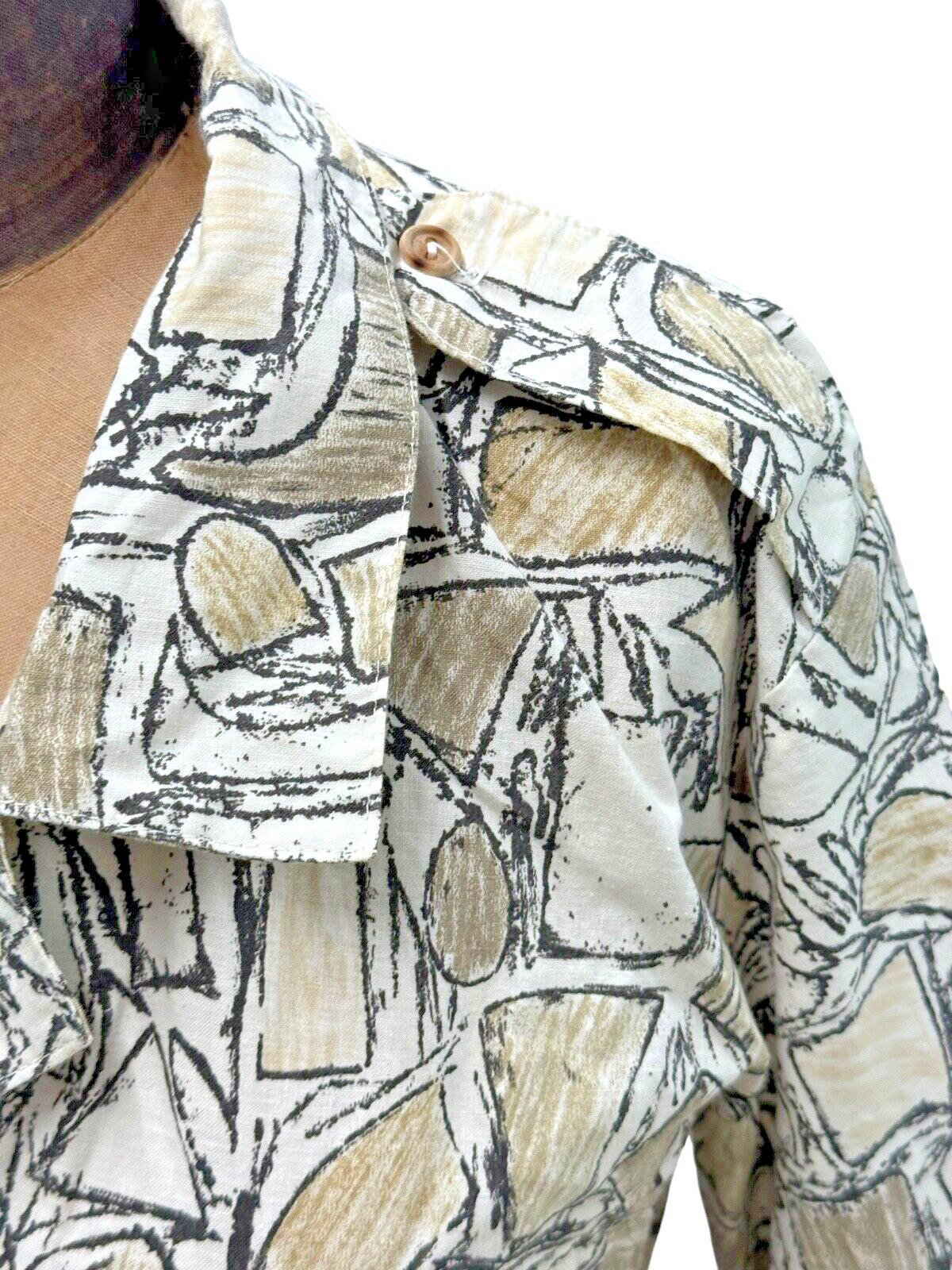 Vintage 1980s Sally Lou Abstract Pattern Cotton Dress Size 14