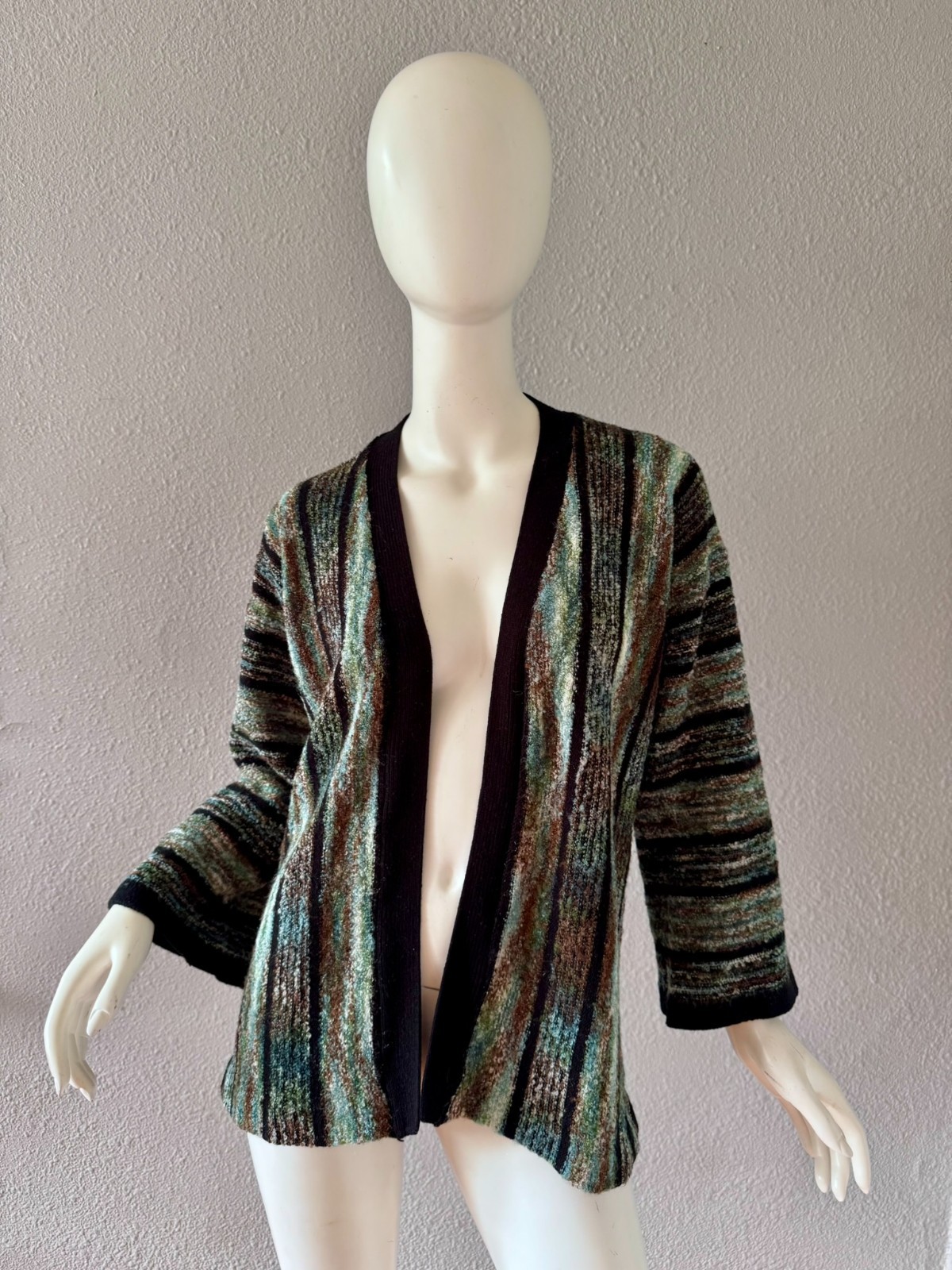 Vintage 70s Hippie Bell Sleeve Open Cardigan Sweater Top S/M