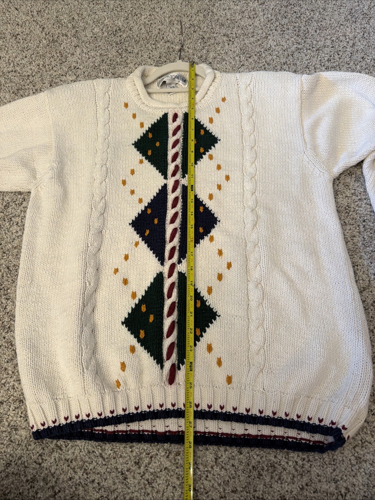 Vintage Novelty Argyle Fun Preppy Geometric Multicolor Oversized Sweater 14/16