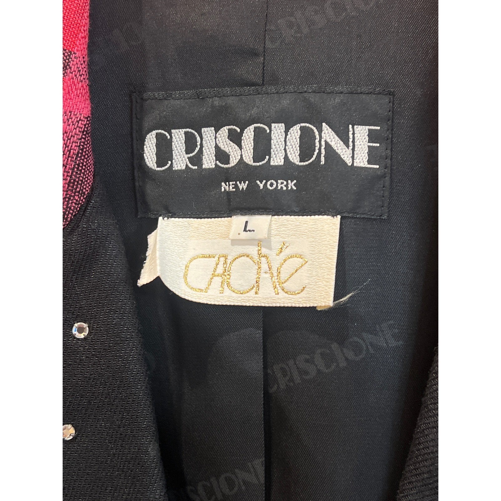 Criscione NY Cache Vintage 80’s Plaid Rhinestone Embellished Blazer Jacket