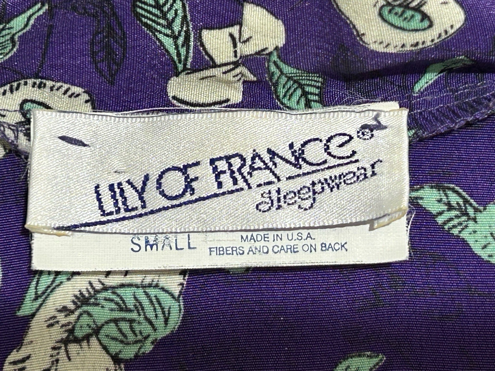 Lily Of France Vintage Kimono Robe Sz Small Purple W/ Floral Print