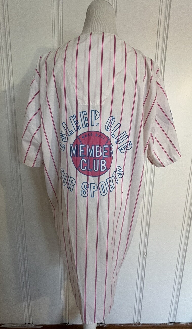 Vintage 90s Esleep Shirt One Size Fits All Baseball Pink Striped Baseball