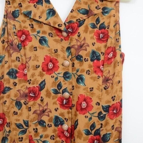 Vintage 80s Betsey Lauren Hawaiian Flowers Halter Full Button Down Dress SIZE 14