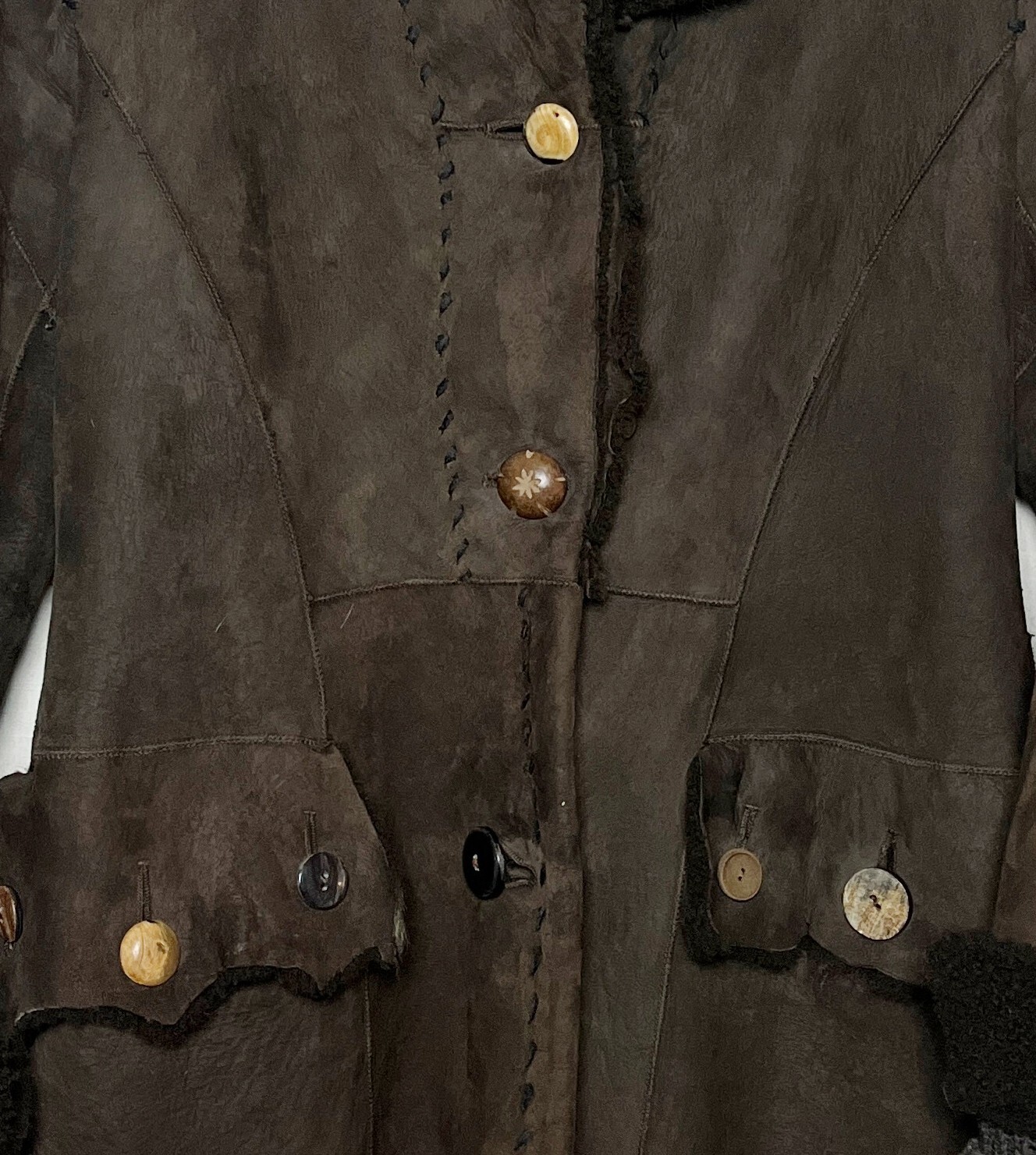 VINTAGE Designer NIGEL PRESTON Unique Shearling COAT Handmade ITALY Small