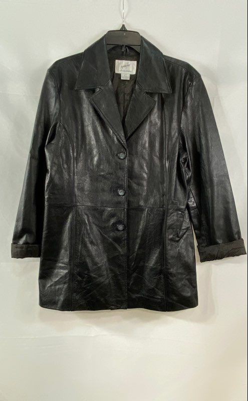 Jacqueline Ferrar Women’s Black Lambskin Leather Blazer Jacket Vintage Y2K Sz L