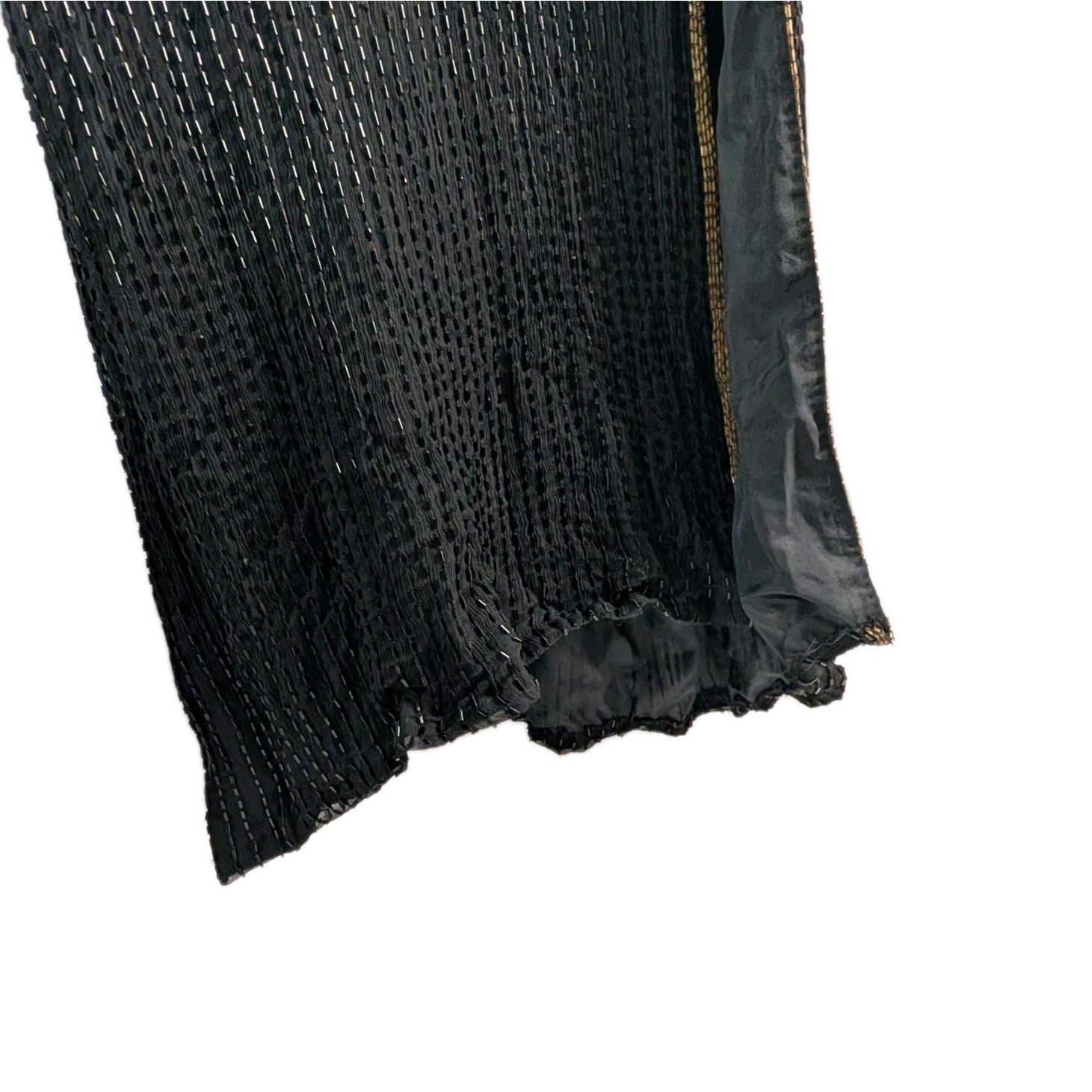 Vtg Landmark Silk Beaded Gown XL, Black Gold Sequin Maxi Dress, Flapper READ