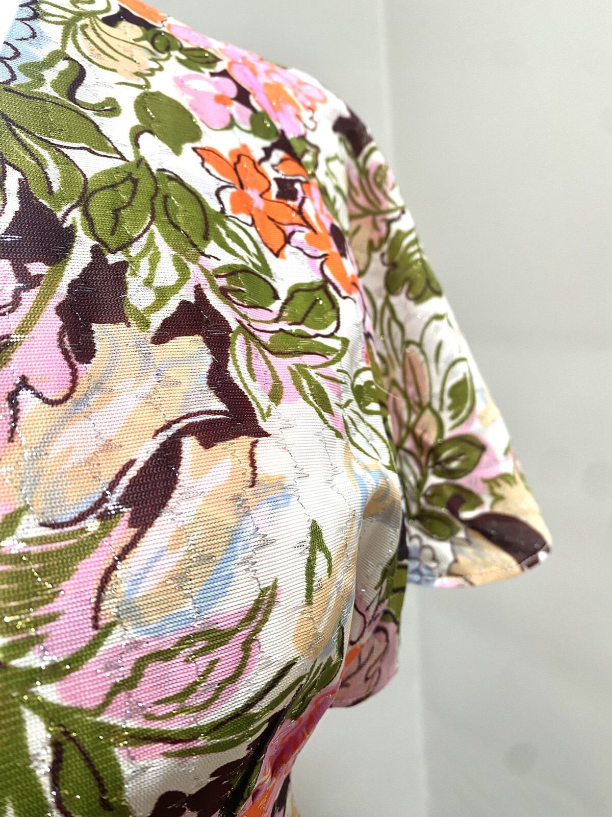 Vintage 1970s Candi Jones California Dress Colorful Groovy Floral Midi Sz 13 S/M