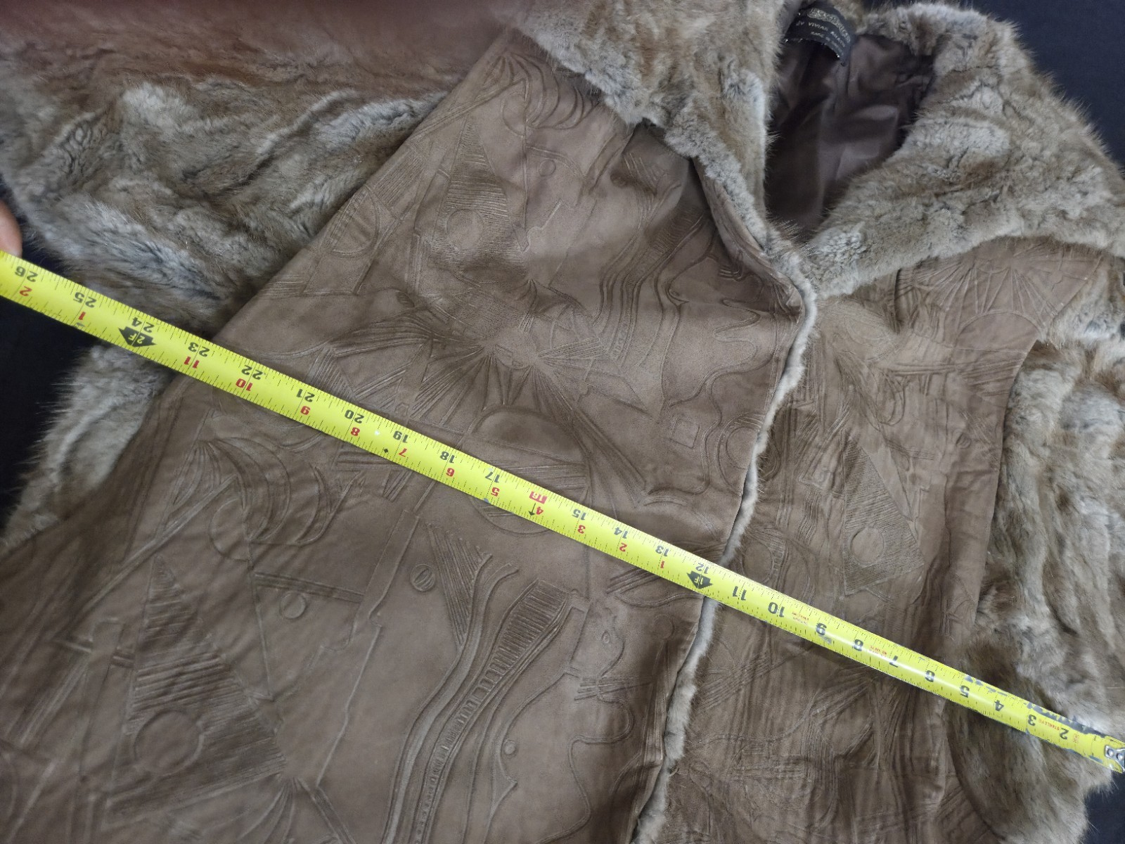 Vtg Furessence by Vivian Amato Fur Coat & Textured Seude Greece Medium Glam80’s