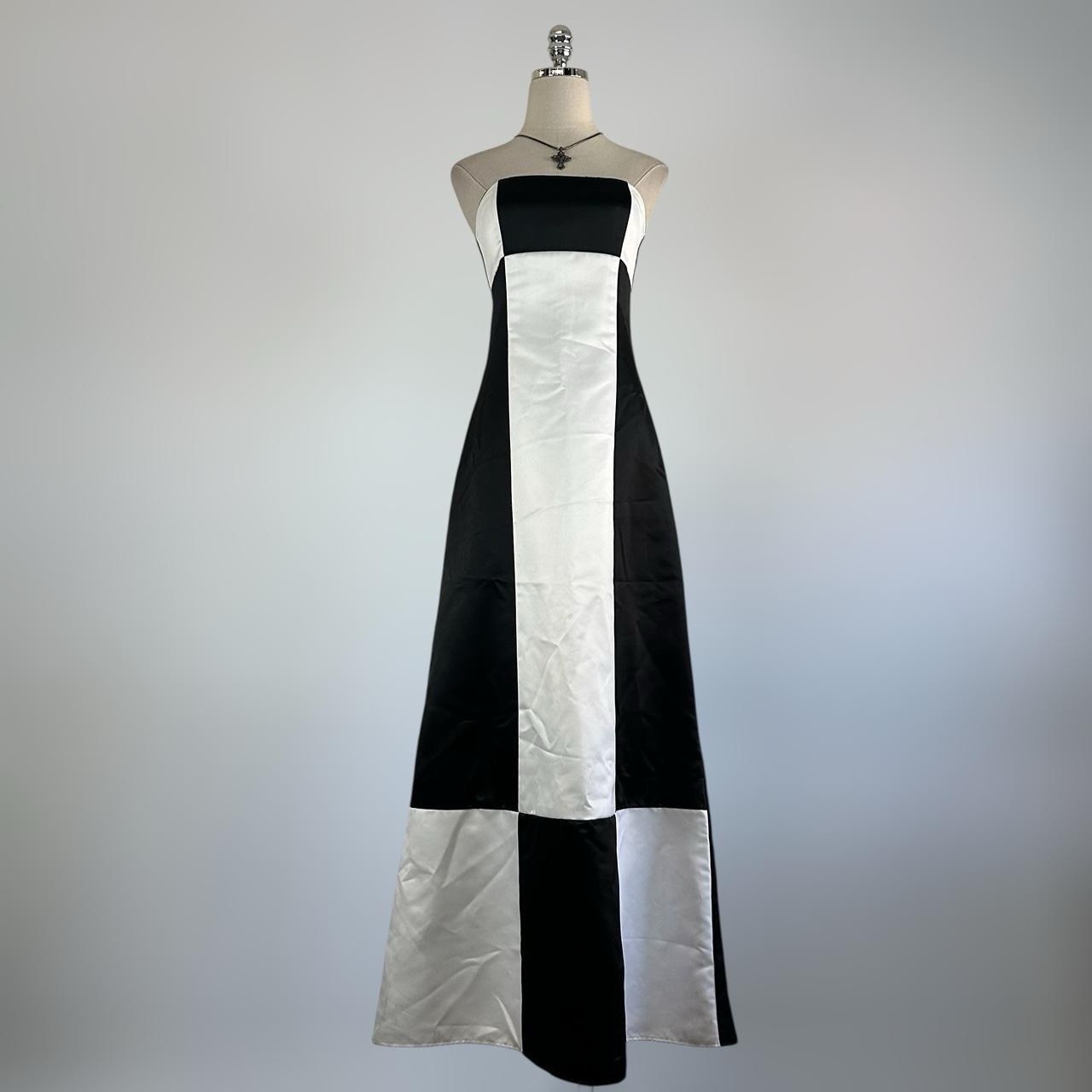 Vintage 90s Y2K Jessica McClintock Archive Color Block Strapless PROM Dress