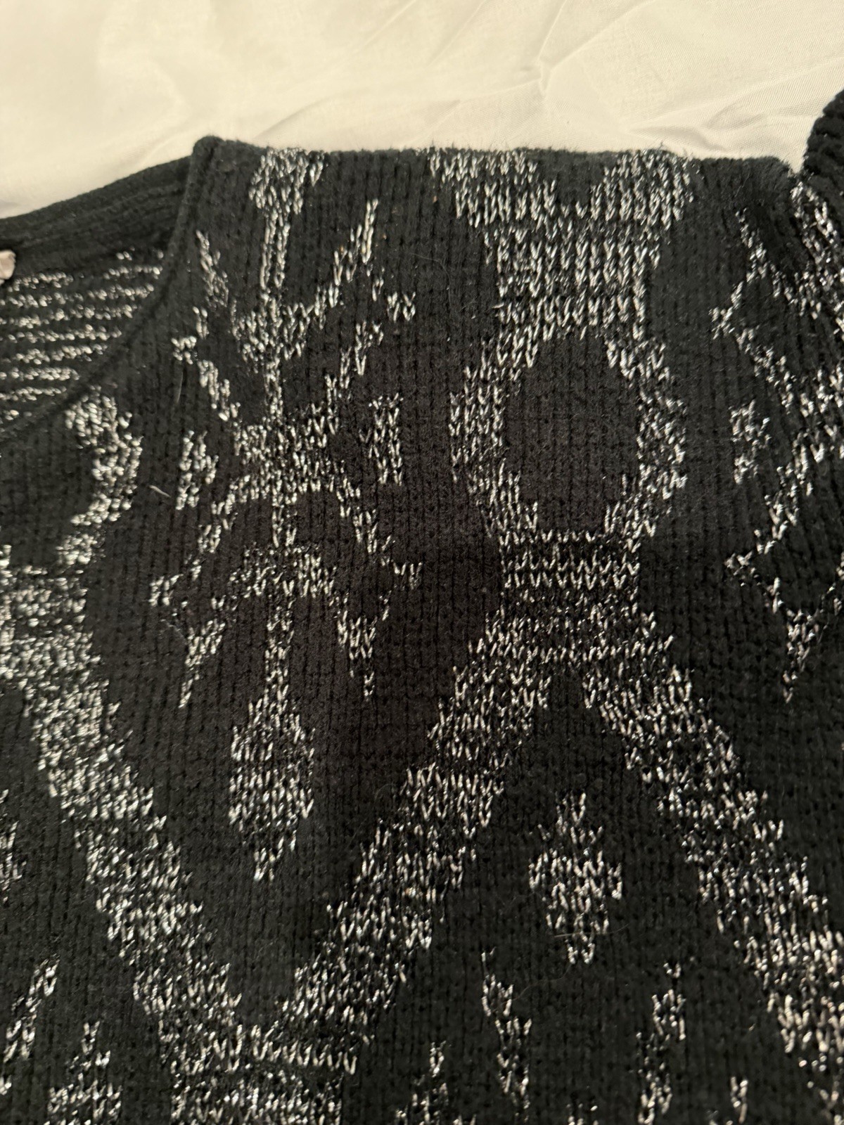 Vtg 80s Original Venezia Sportswear Women’s Geometric Black Silver Sweater 22-24