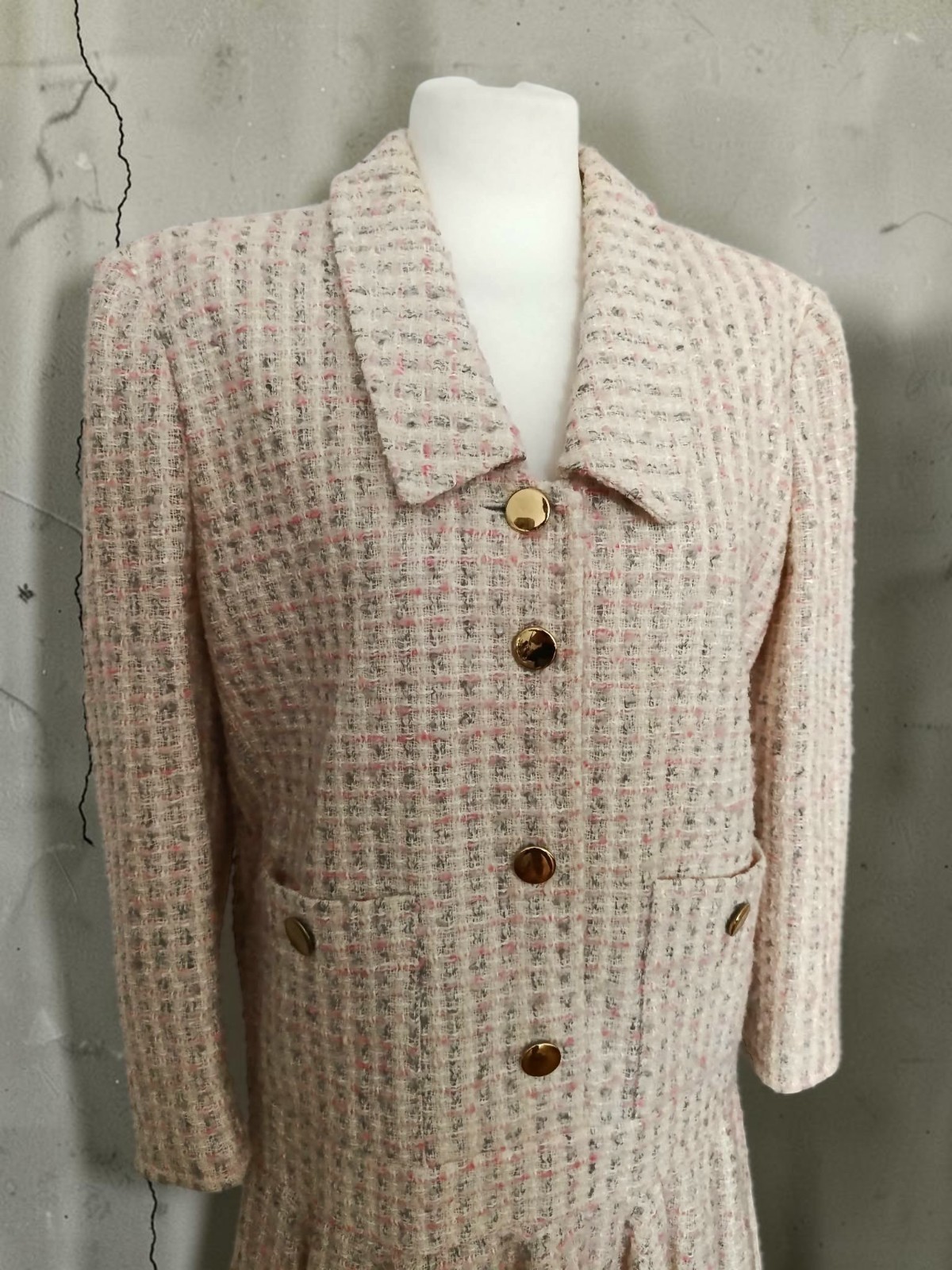 Max Heymans Rare Vintage Haute Couture Tweed Boucle Drop-Waist Flapper Dress M L