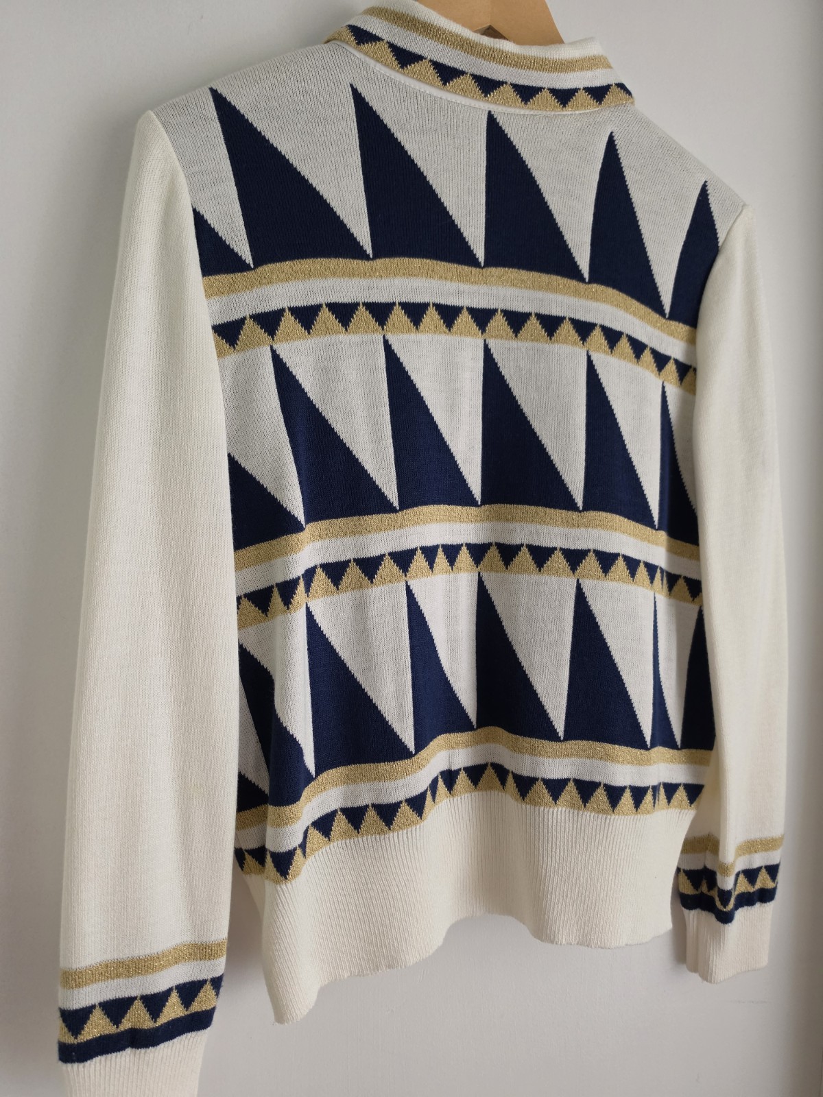 Vintage 80s Voyager by Patchington Zip Front Sweater USA Nautical Size Small