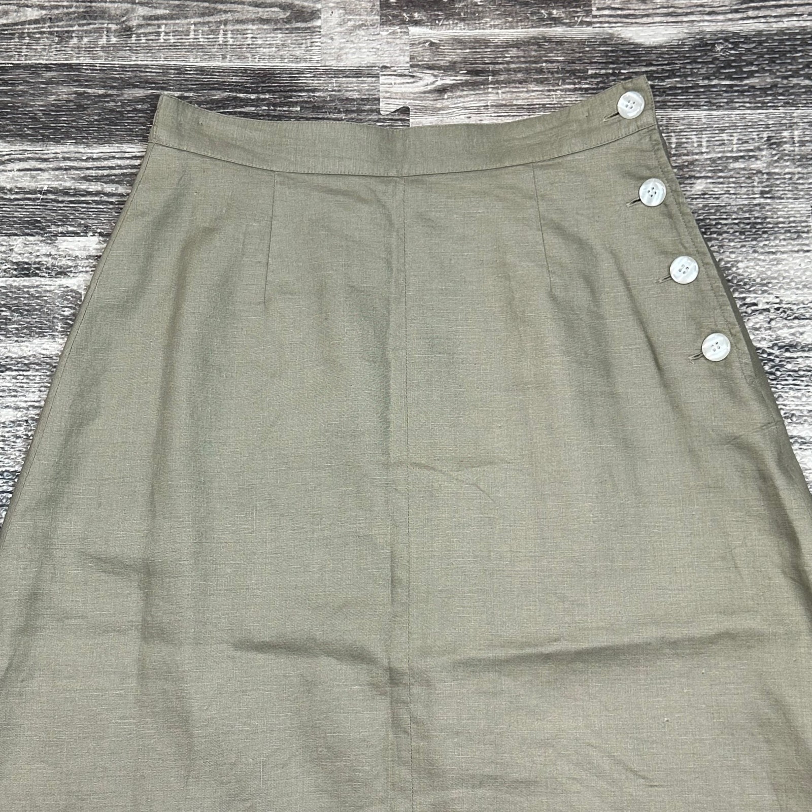 Vintage Talbots 100% Linen Skirt Womens sz 4 Green A Line Full Midi Lagenlook