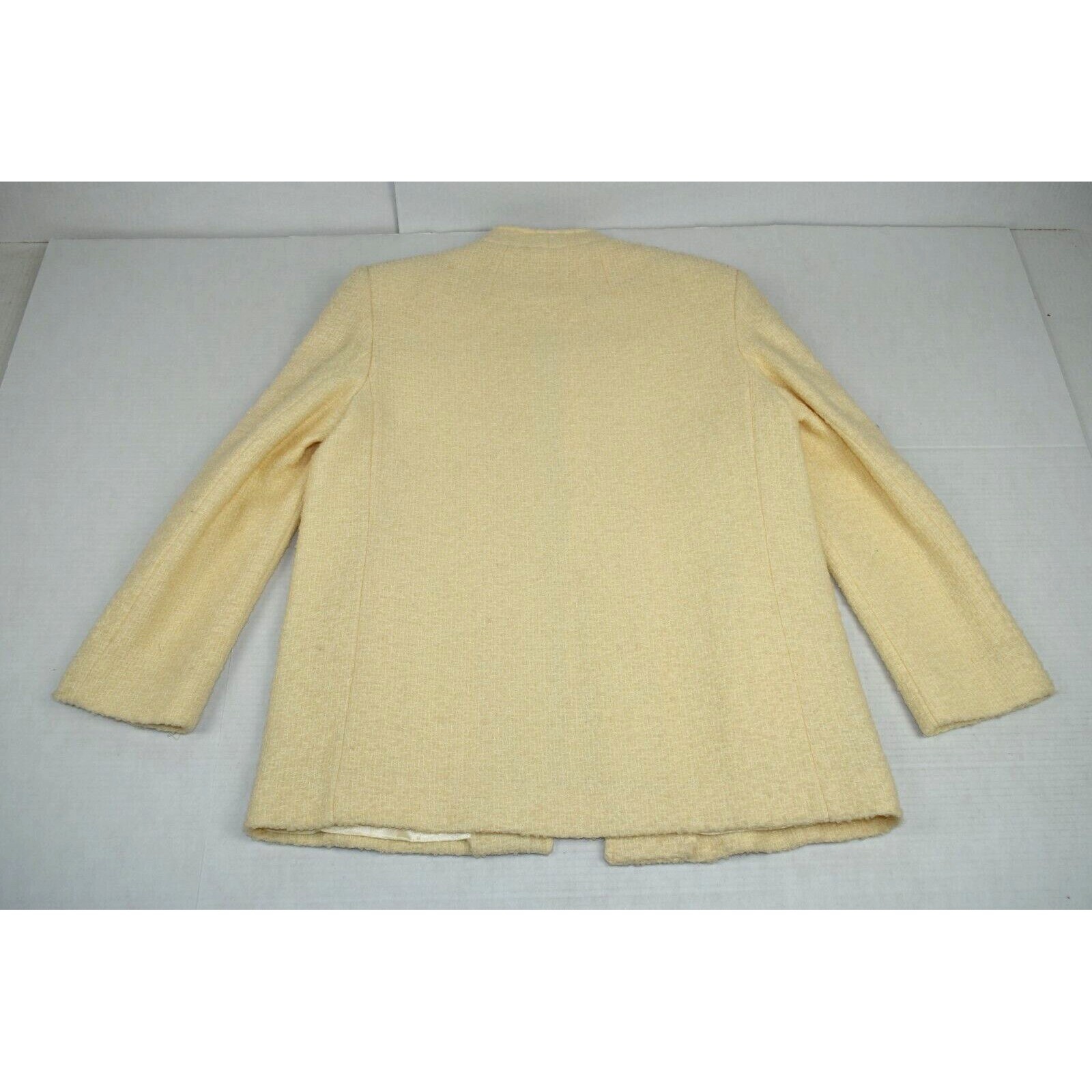 Vintage Wool Blazer Jacket Size S/M 70s Ivory Sleek Knit Silky Lining Pockets