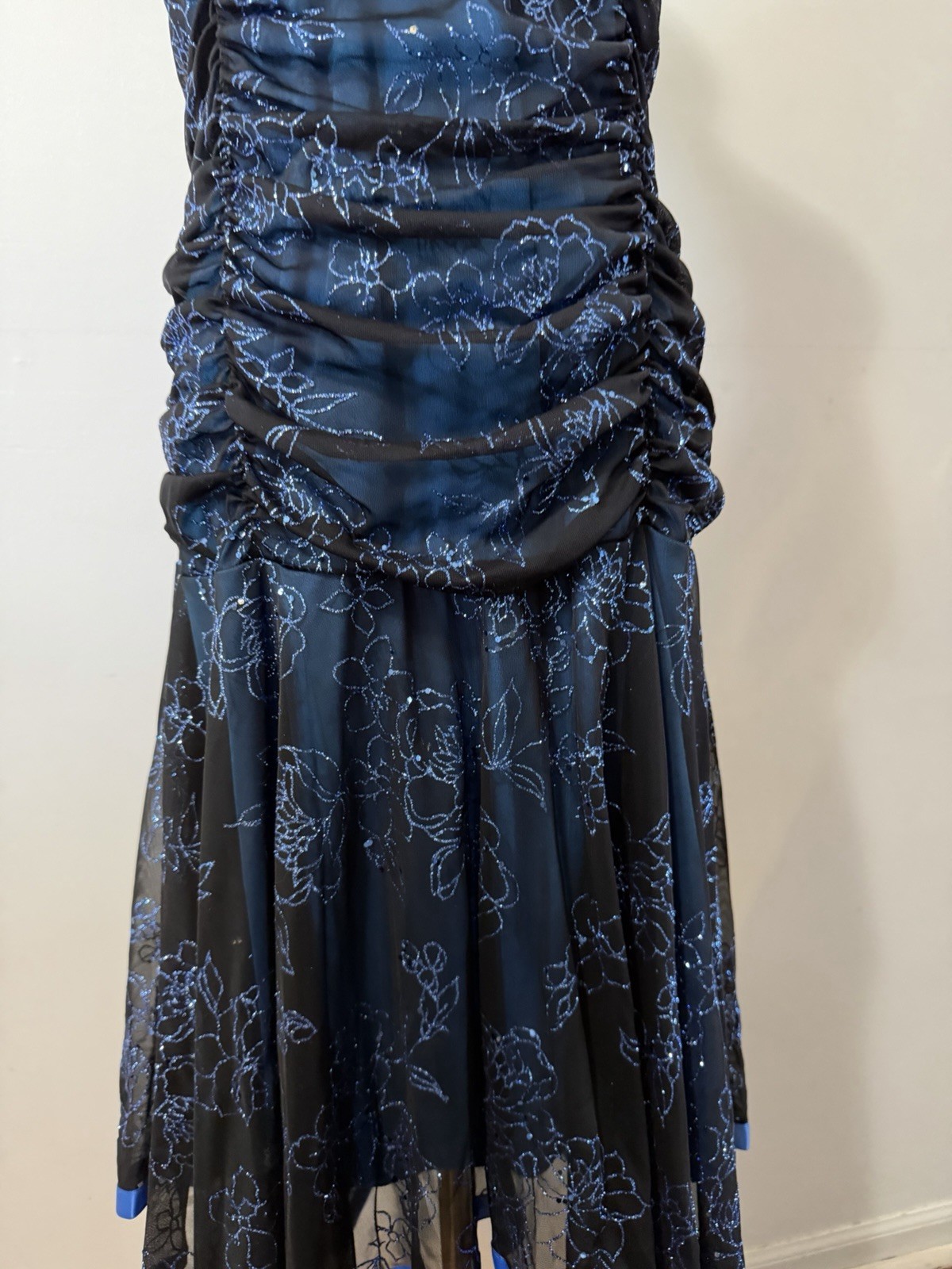 Vintage Y2K Taboo Black Halter Dress Glitter Blue Fairycore Prom Size XL
