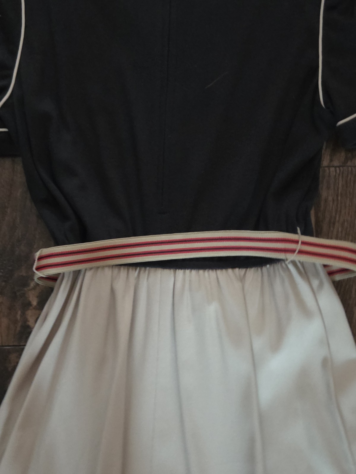 Vintage Newton Centre Dress Size 12 Black Ivory Colorblock Belted Midi Dress USA