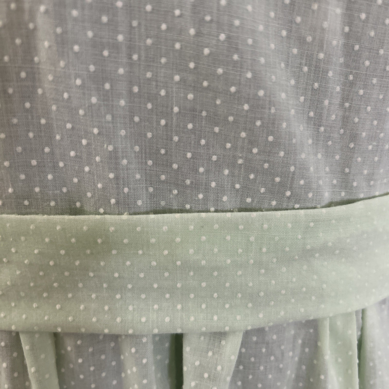 Vintage 1970’s Mint Green Dotted Swiss Handmade Prairie Style Dress